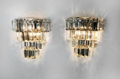 Pair of kinkeldey wall lights, 4 levels, German cut crystals, 1970
