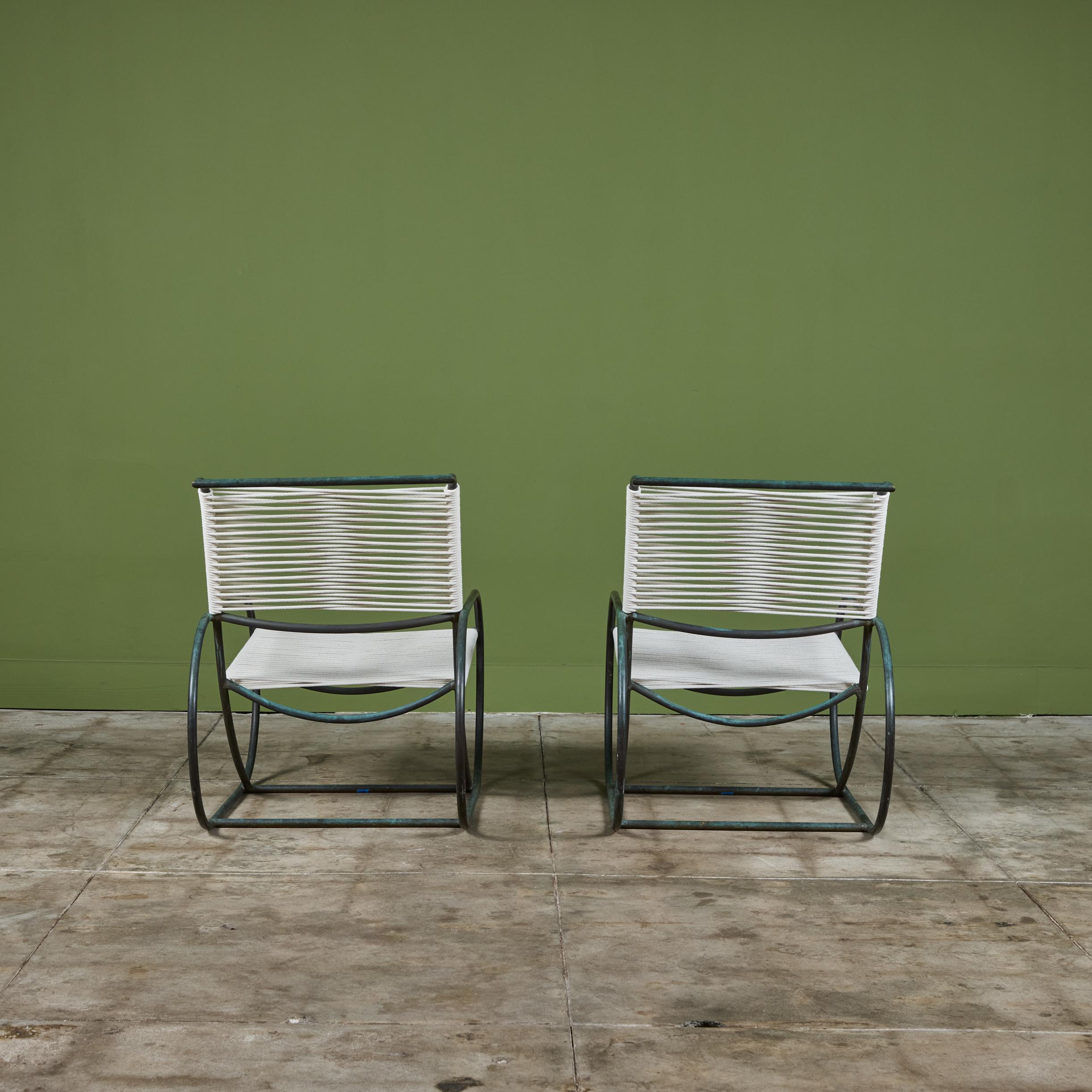 Américain Paire de chaises longues de patio en bronze Kipp Stewart pour Terra