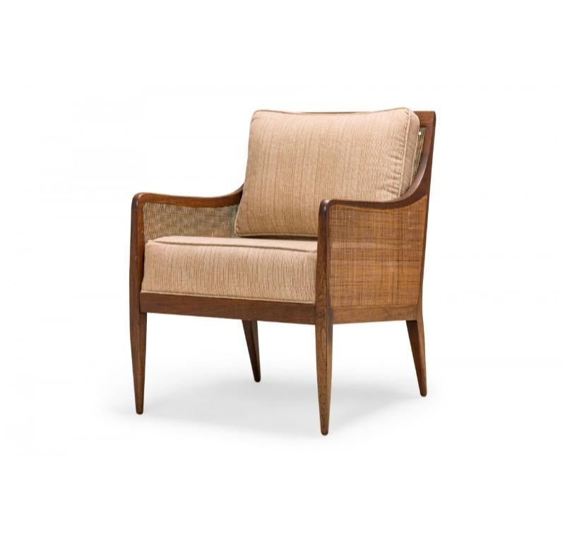 Pair of Kipp Stewart for Directional Walnut, Cane Upholstered Lounge Chairs 3