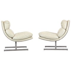 Pair of Kipp Stewart Stainless Steel Lounge Chairs for Directional, 1970s