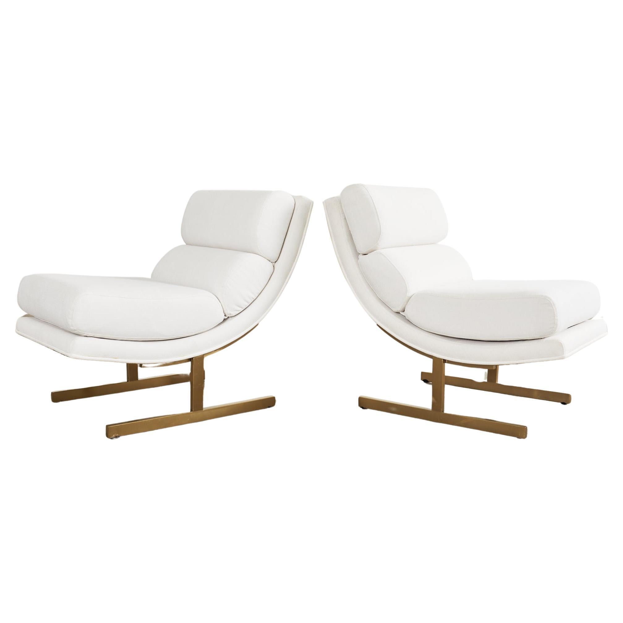 Pair of Kipp Stewart Style Bronzed Arc Lounge Chairs For Sale