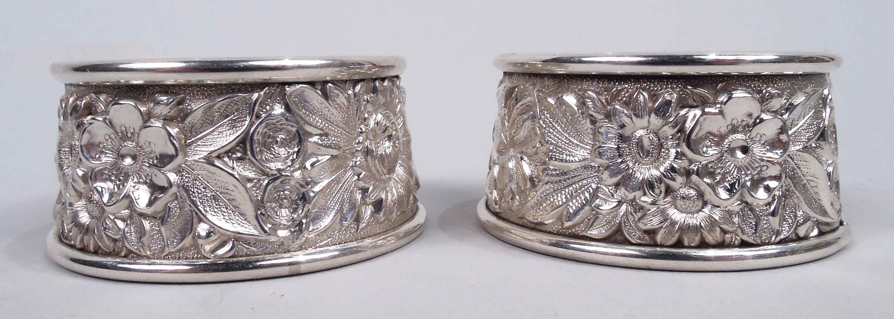 Edwardian Pair of Kirk Baltimore Repousse Sterling Silver Open Salts