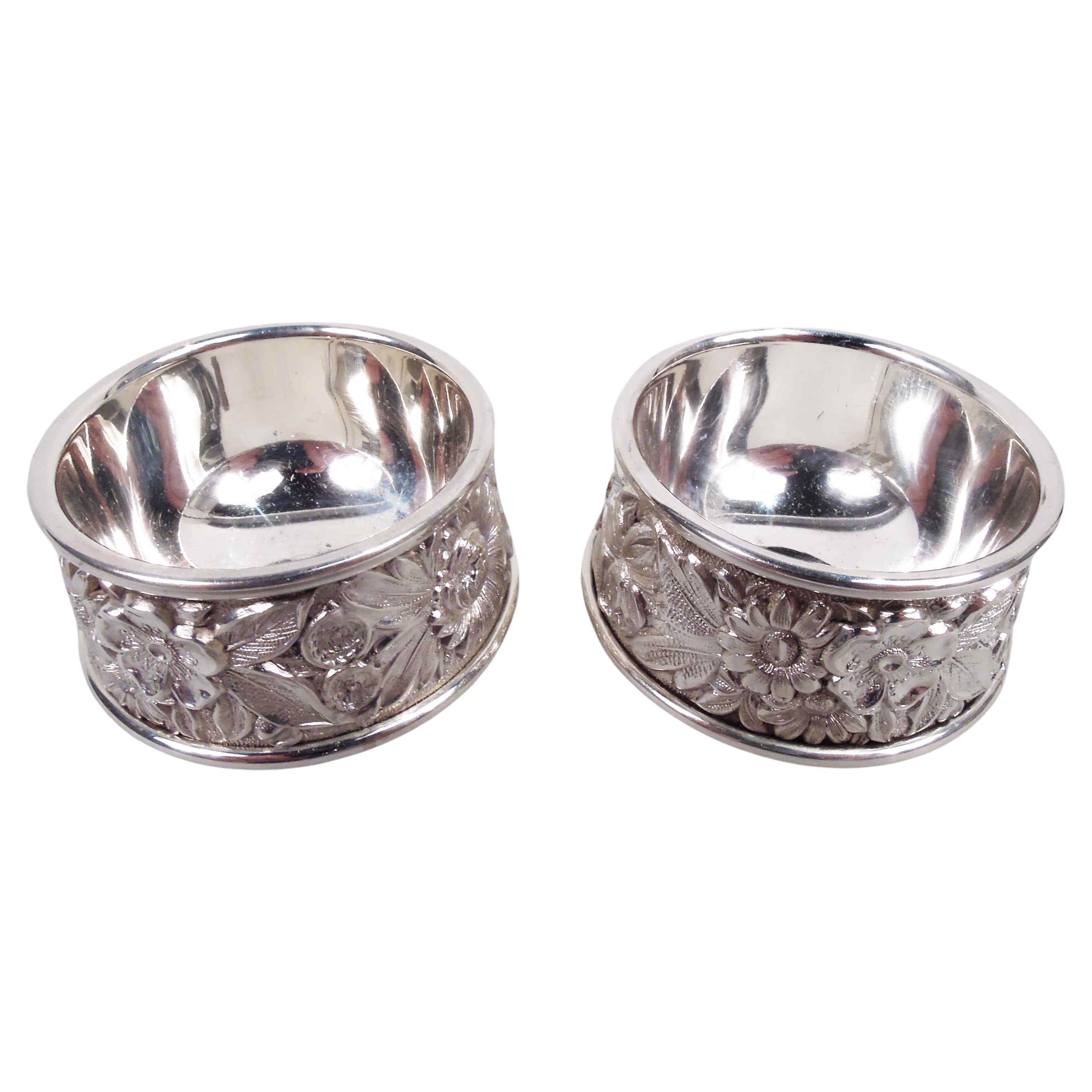 Pair of Kirk Baltimore Repousse Sterling Silver Open Salts