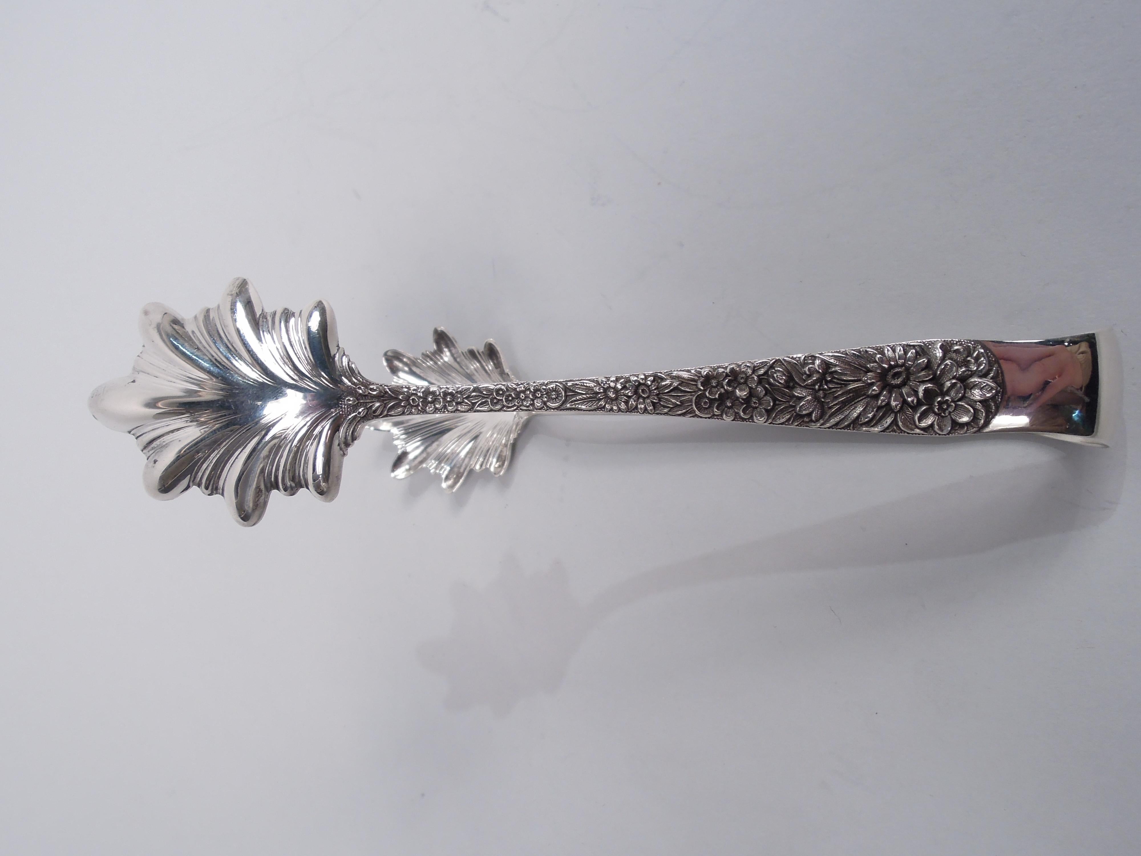 Edwardian Pair of Kirk Repousse Sterling Silver Ice Tongs For Sale