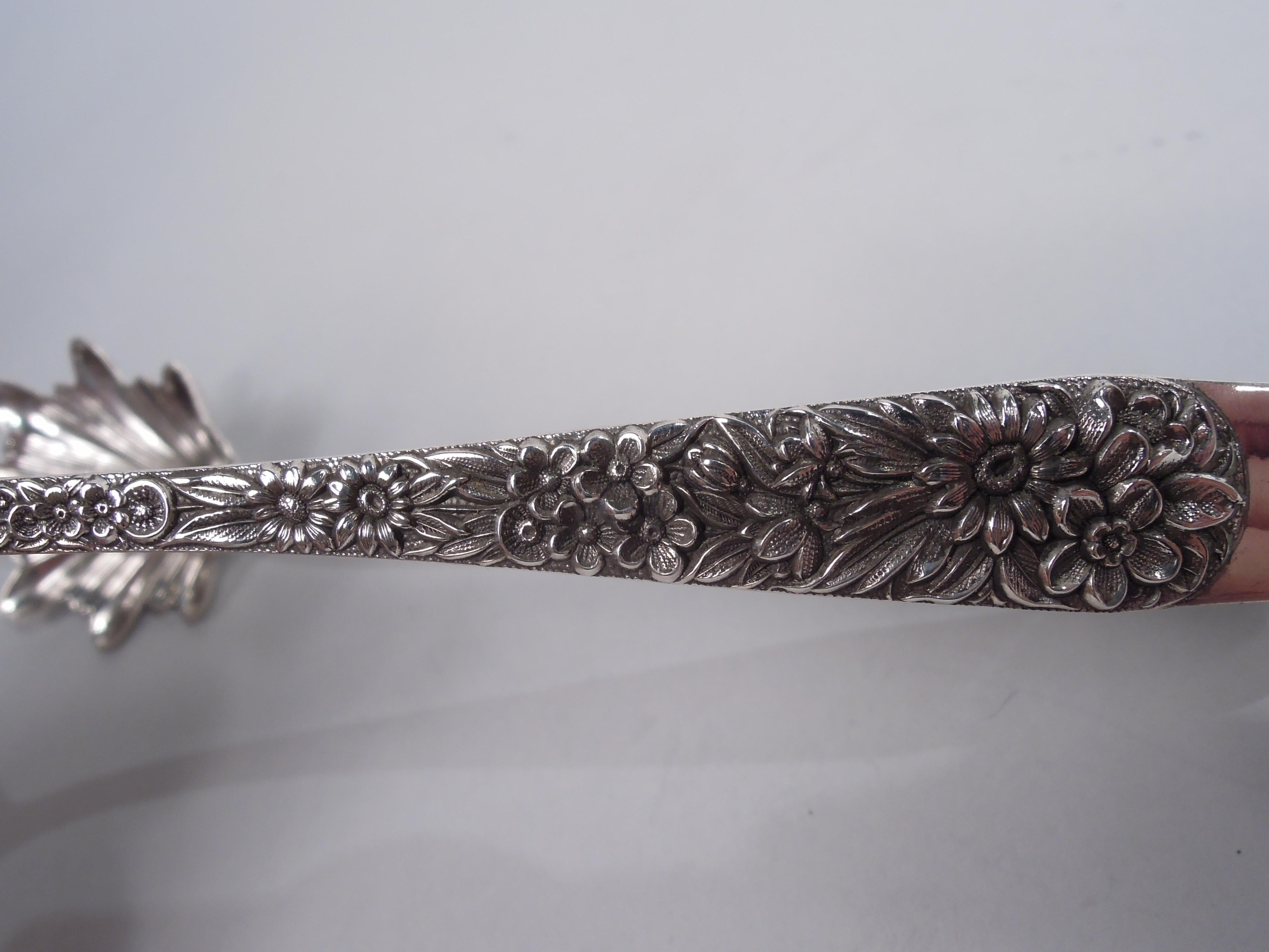 Pair of Kirk Repousse Sterling Silver Ice Tongs For Sale 1