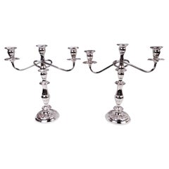 Pair of Kirk Traditional Baltimore Repousse 3-Light Candelabra