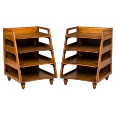 Vintage Pair of Kittinger American Mid-Century Wooden Four-Compartment Magazine Tables