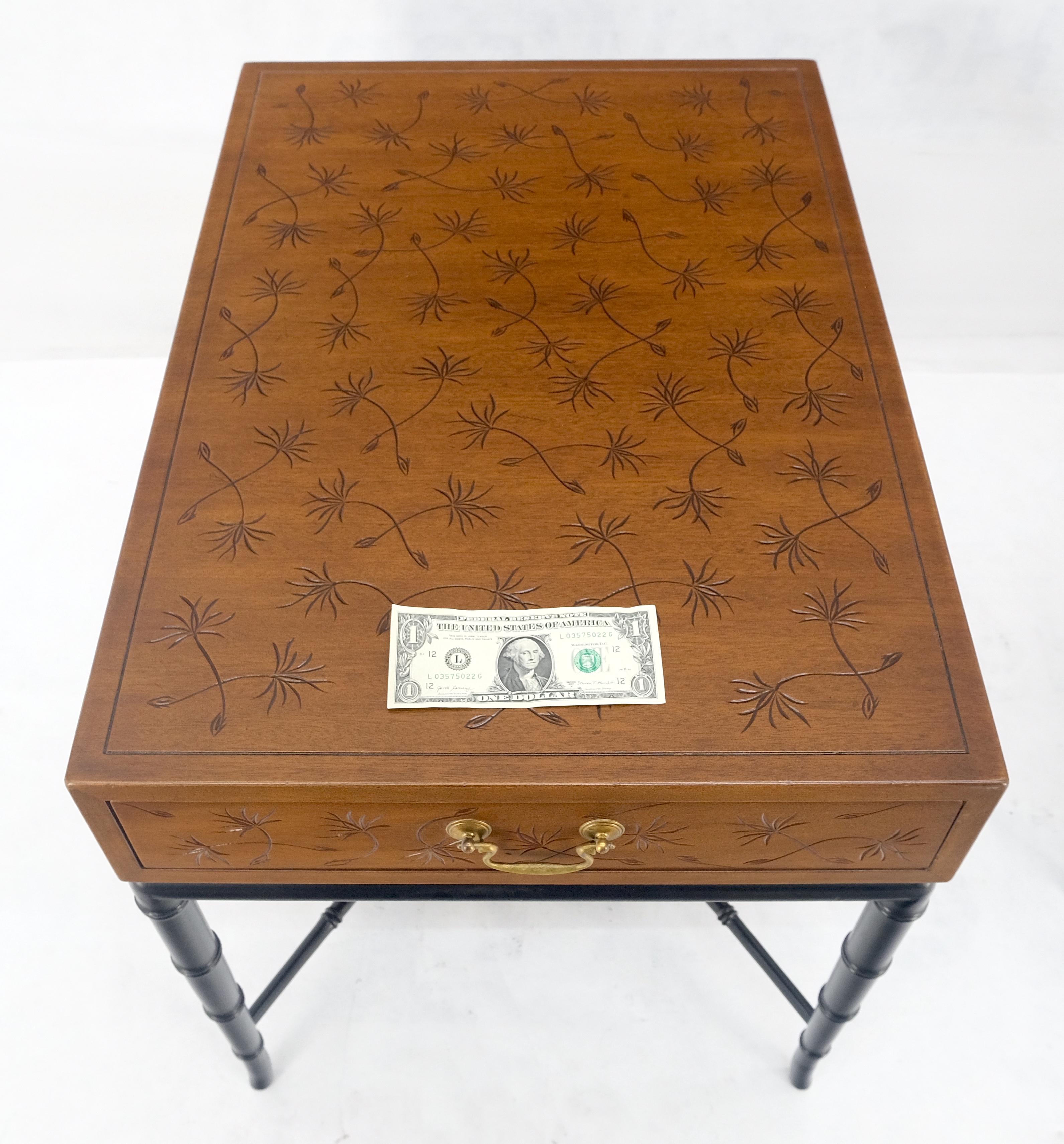 Pair of Kittinger Faux Bamboo Tapered Horn Shape Legs One Drawer End Tables MINT For Sale 4