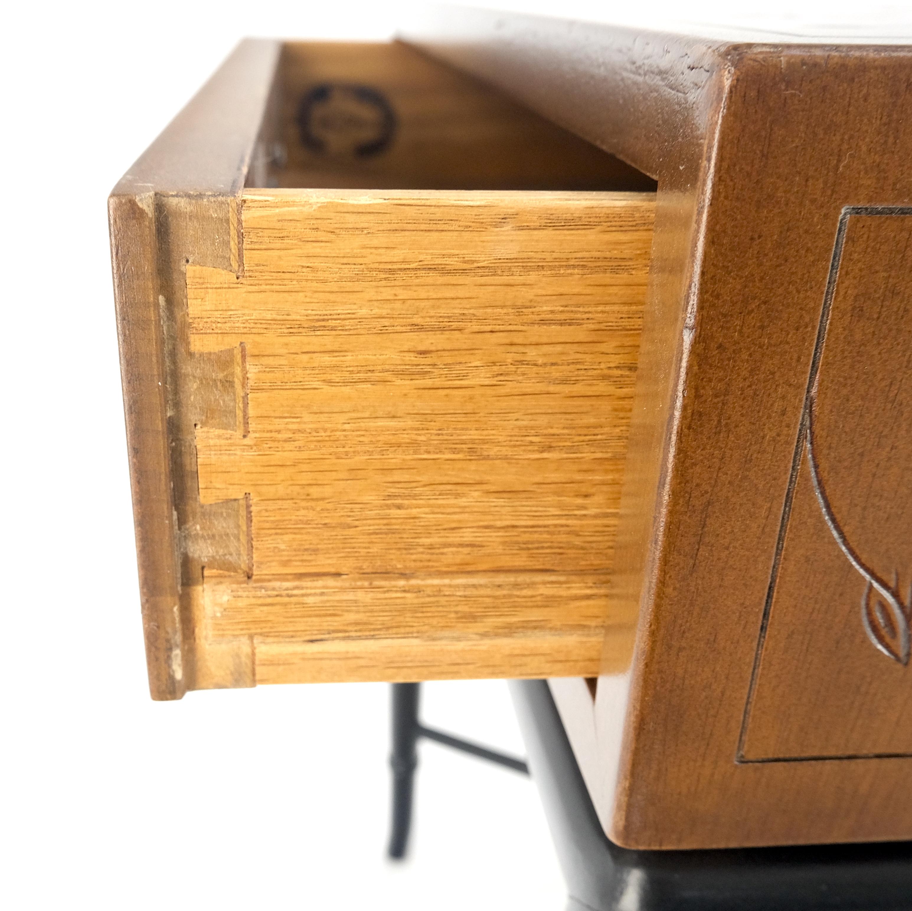 Pair of Kittinger Faux Bamboo Tapered Horn Shape Legs One Drawer End Tables MINT For Sale 12