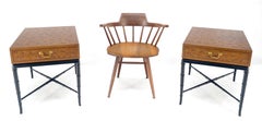 Pair of Kittinger Faux Bamboo Tapered Horn Shape Legs One Drawer End Tables MINT
