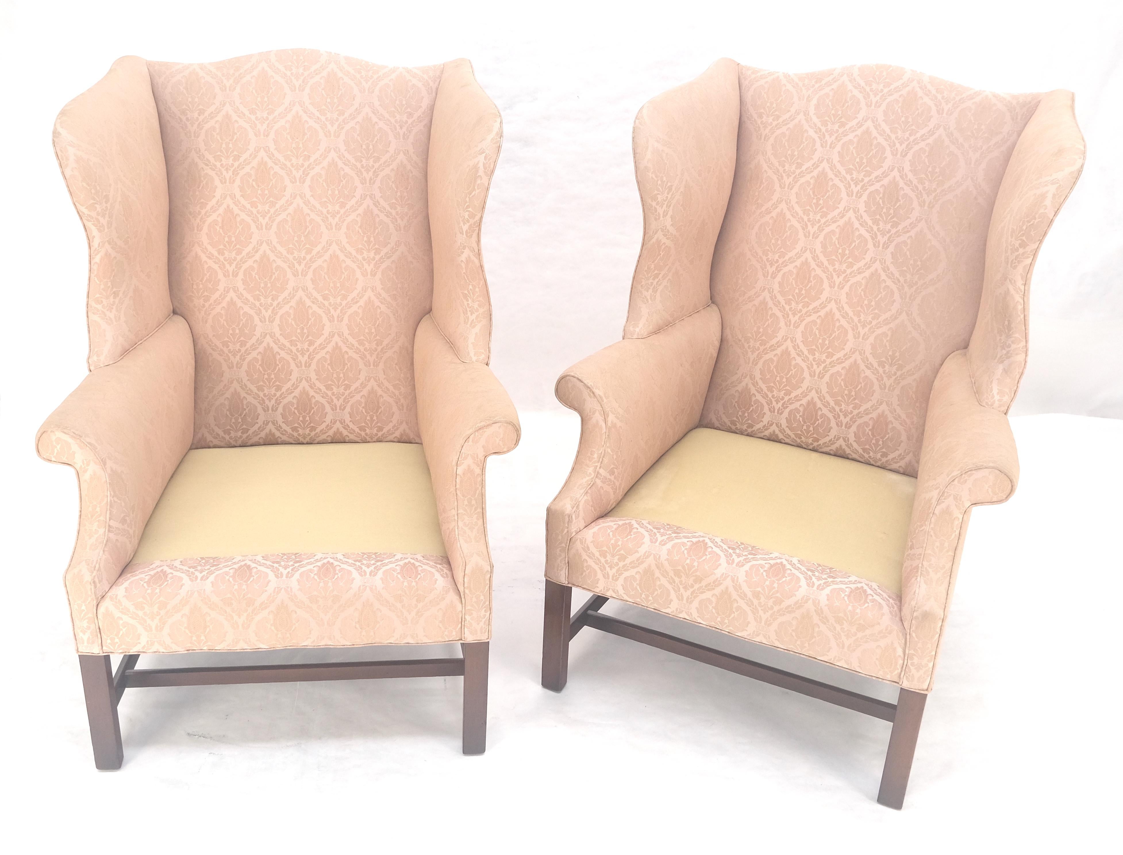 Pair of Kittinger Style Tall Wingback Chairs Mint Frames as is Upholstery For Sale 4