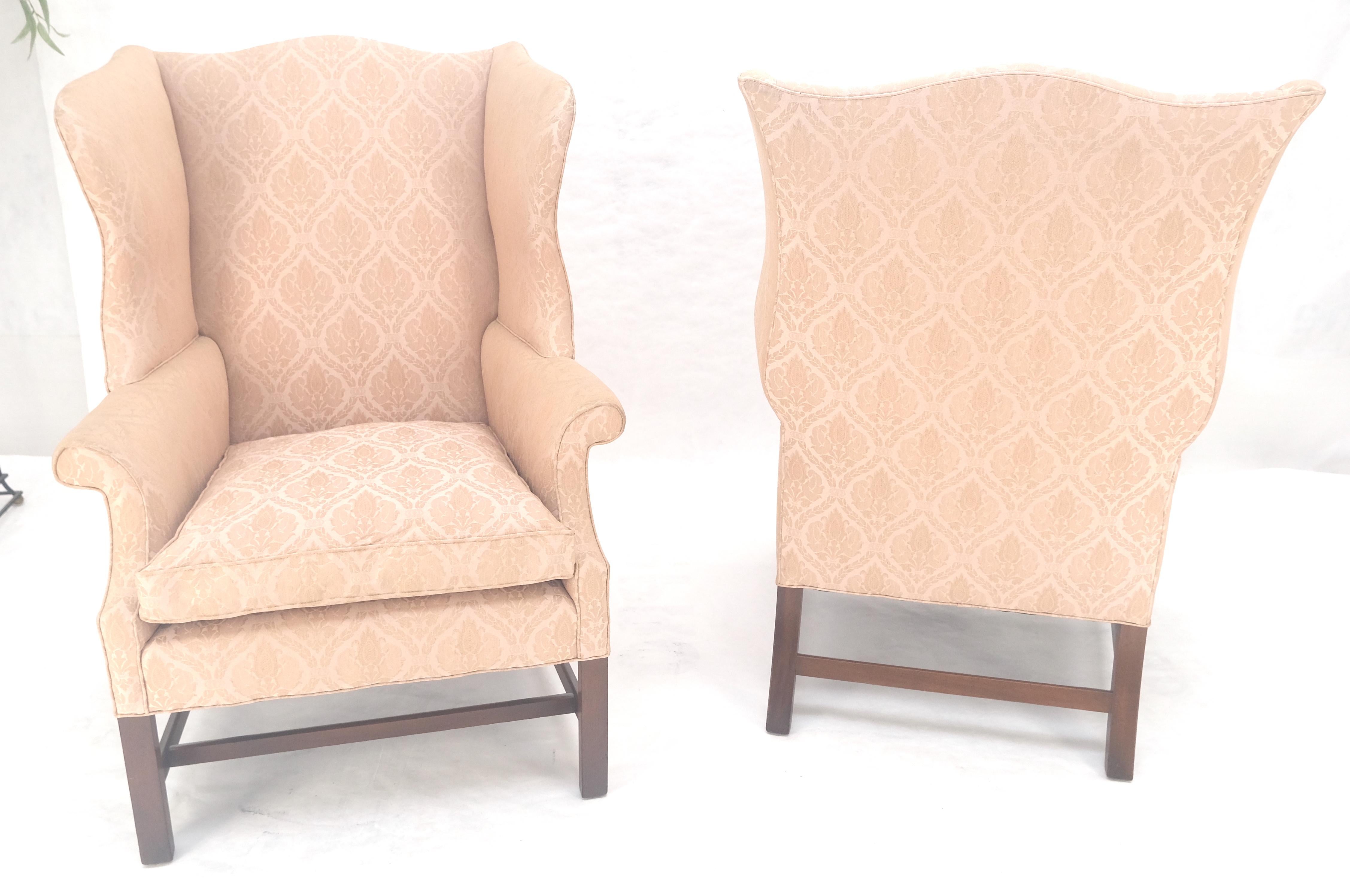 Pair of Kittinger Style Tall Wingback Chairs Mint Frames as is Upholstery For Sale 5