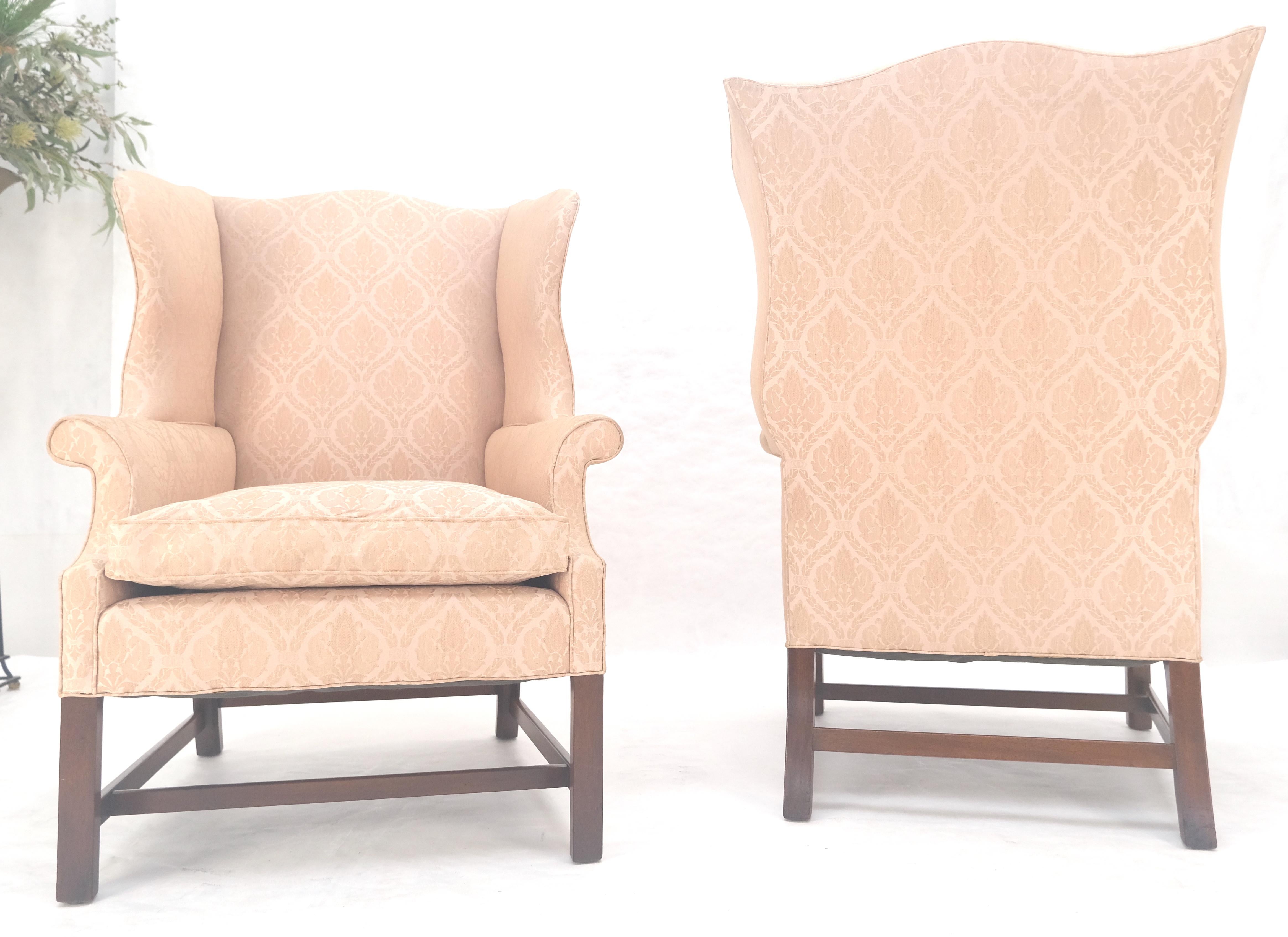Pair of Kittinger Style Tall Wingback Chairs Mint Frames as is Upholstery For Sale 6