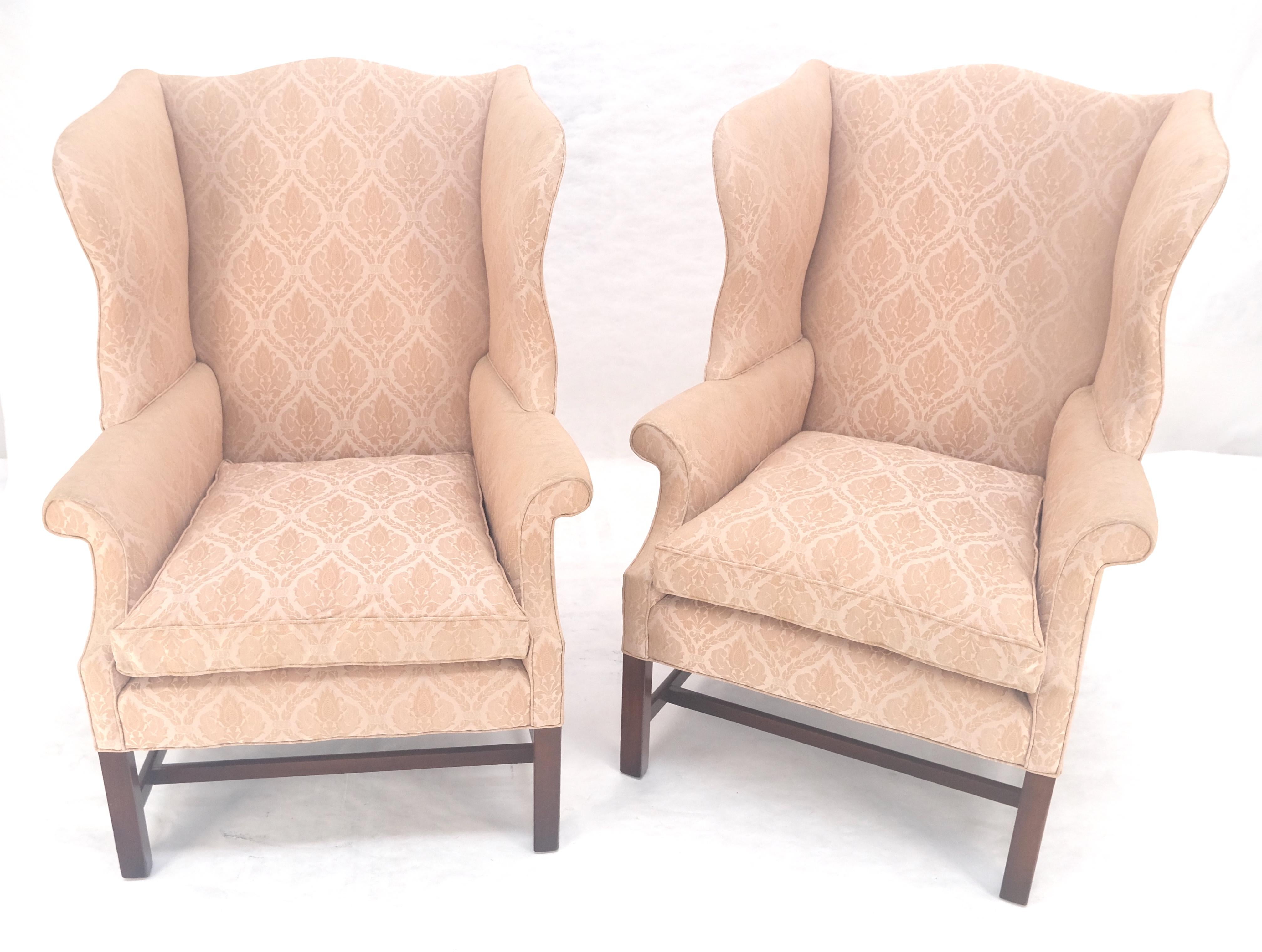 Federal Pair of Kittinger Style Tall Wingback Chairs Mint Frames as is Upholstery For Sale