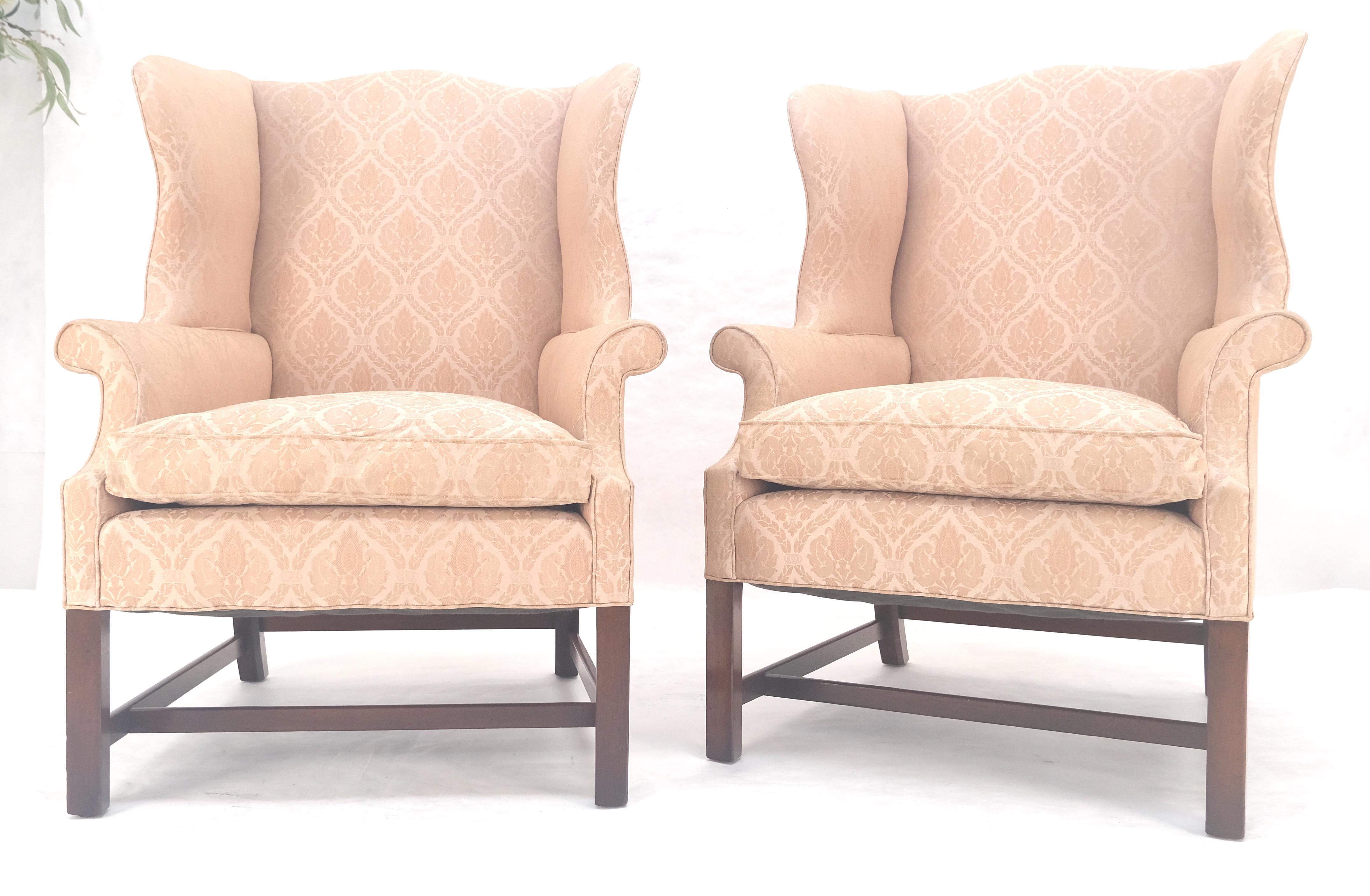 American Pair of Kittinger Style Tall Wingback Chairs Mint Frames as is Upholstery For Sale