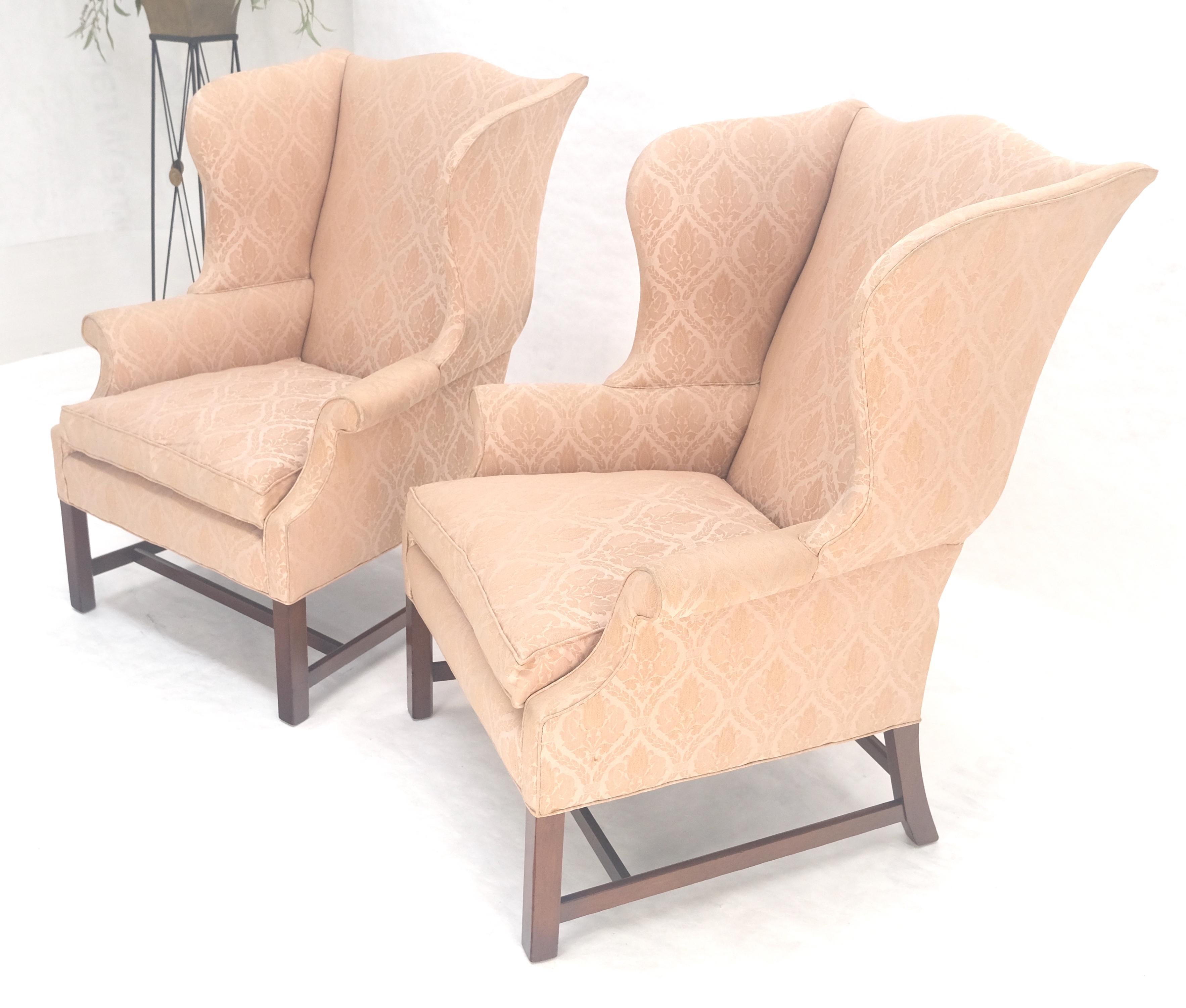 Pair of Kittinger Style Tall Wingback Chairs Mint Frames as is Upholstery In Excellent Condition For Sale In Rockaway, NJ