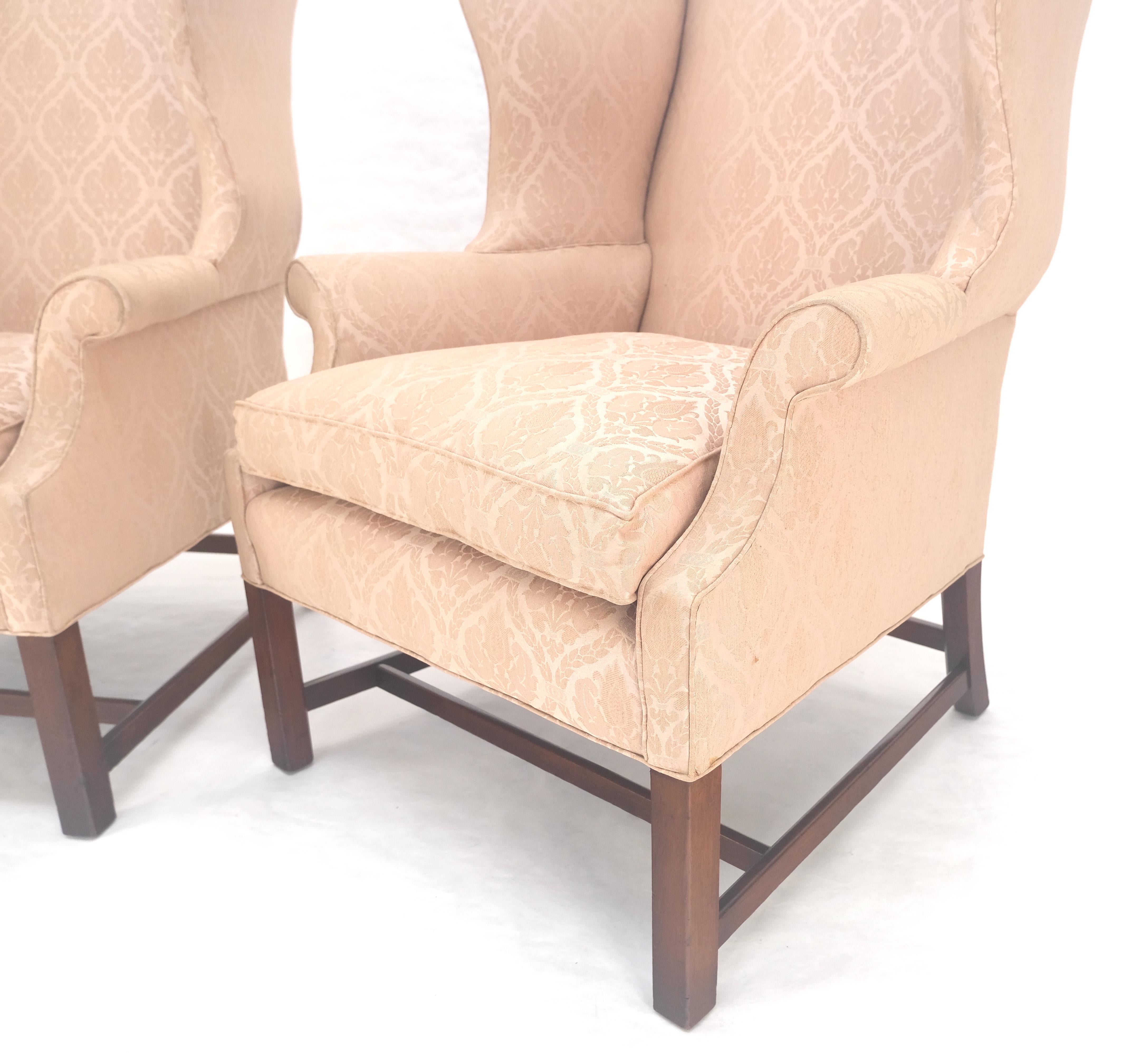Pair of Kittinger Style Tall Wingback Chairs Mint Frames as is Upholstery For Sale 2