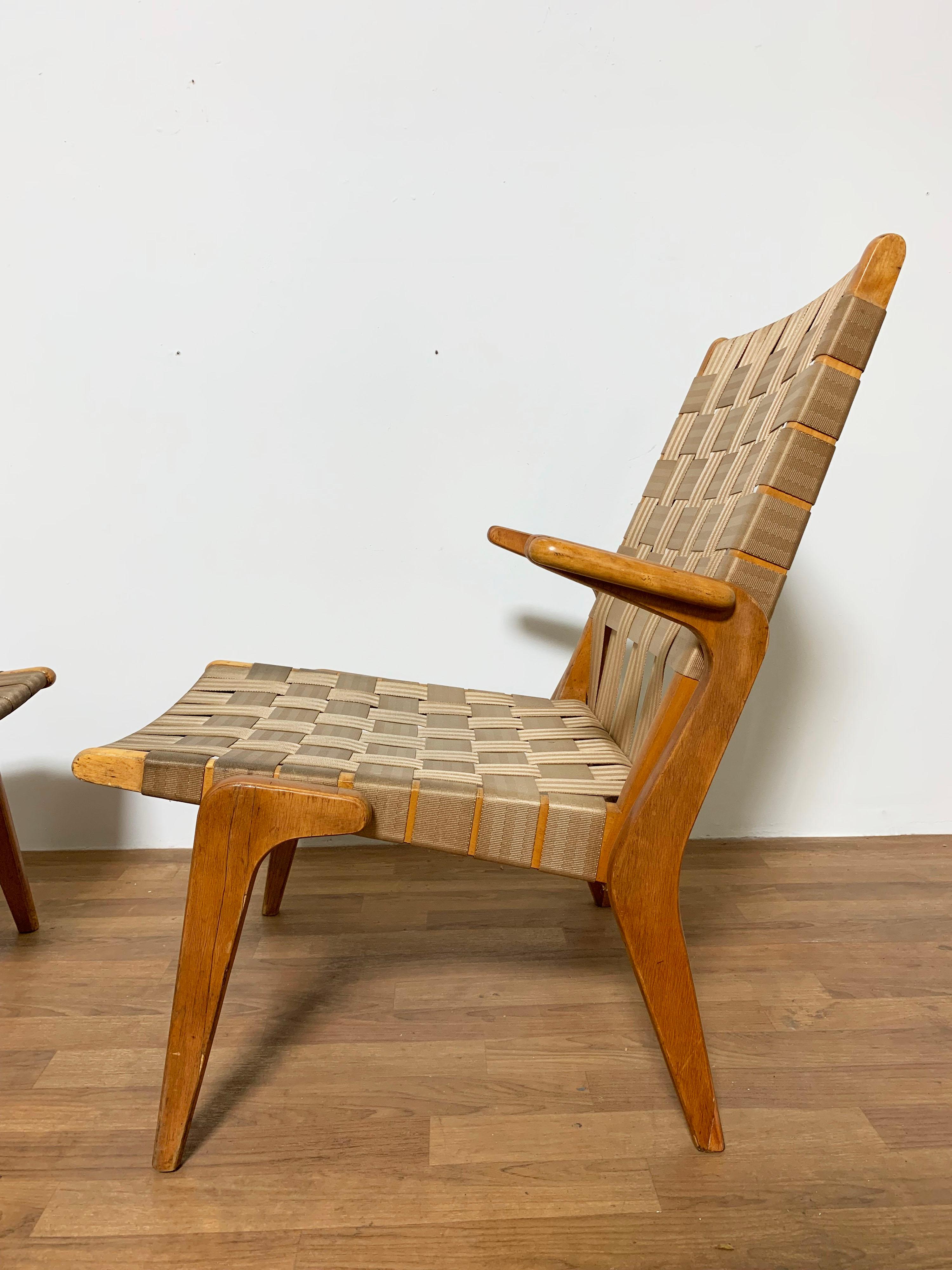 Pair of Klaus Grabe Style Lounge Chairs Circa 1950s In Good Condition In Peabody, MA