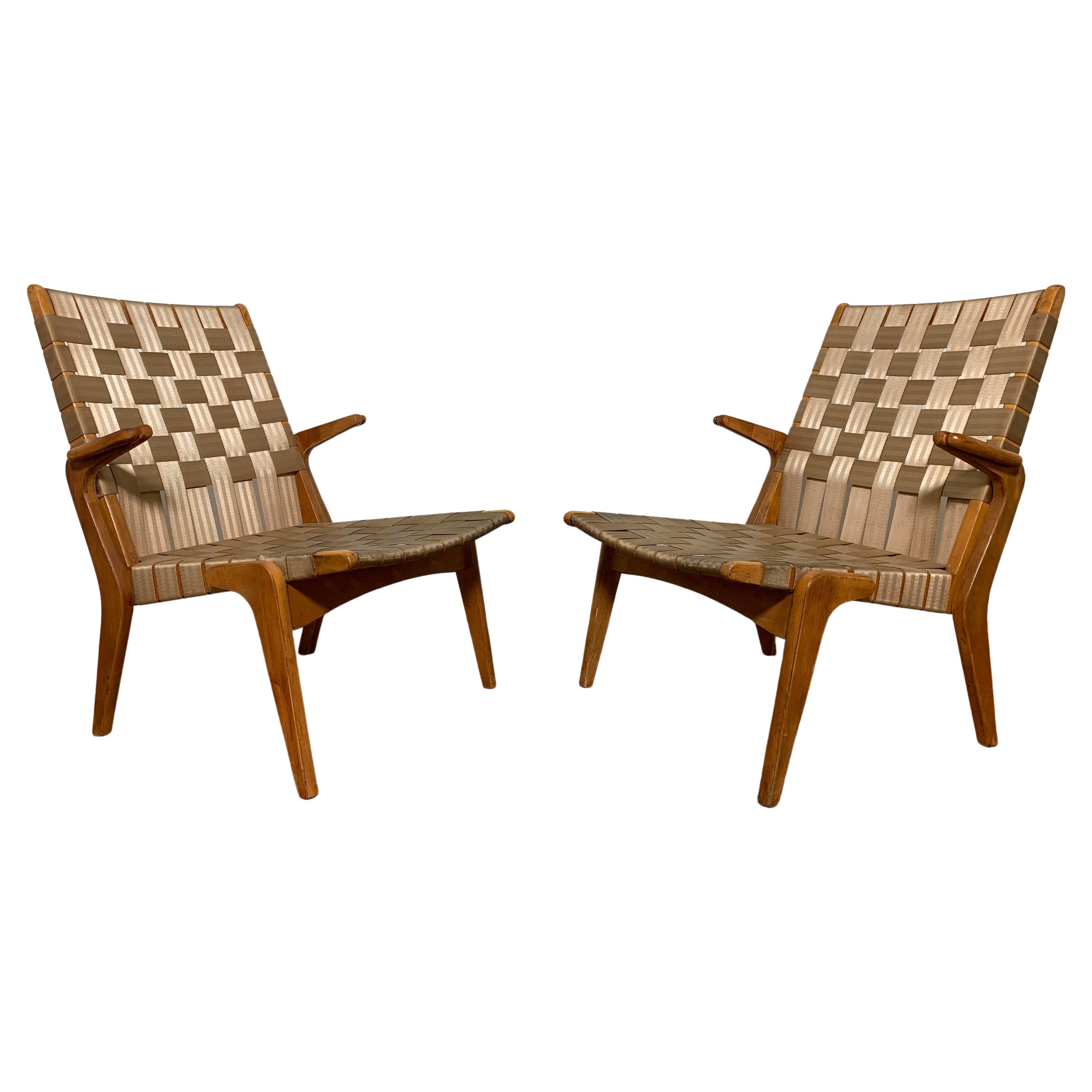 Pair of Klaus Grabe Style Lounge Chairs Circa 1950s