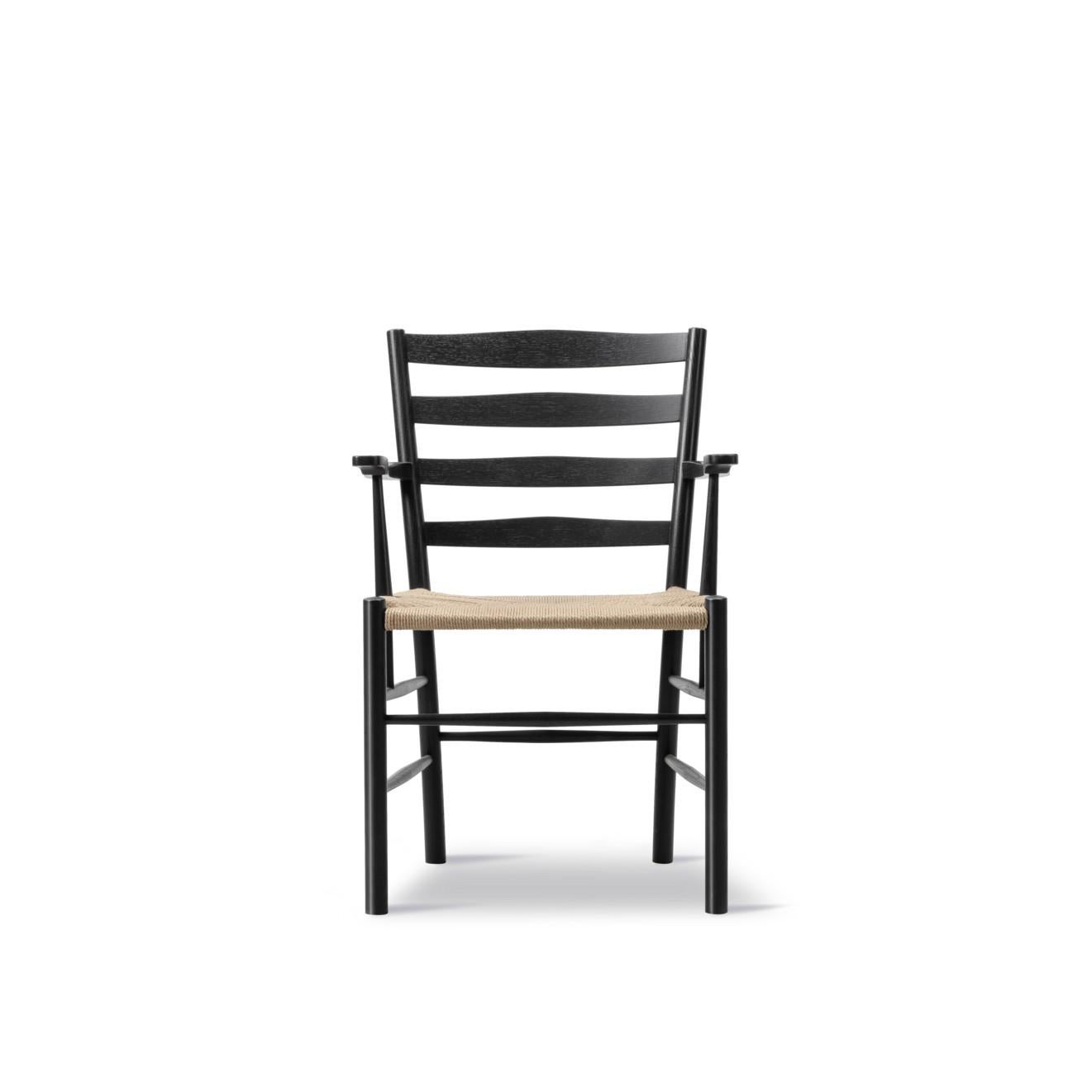 Latvian Pair of Klint Armchair in Black Lacquered Oak/Natural Paper Cord by Kaare Klint For Sale