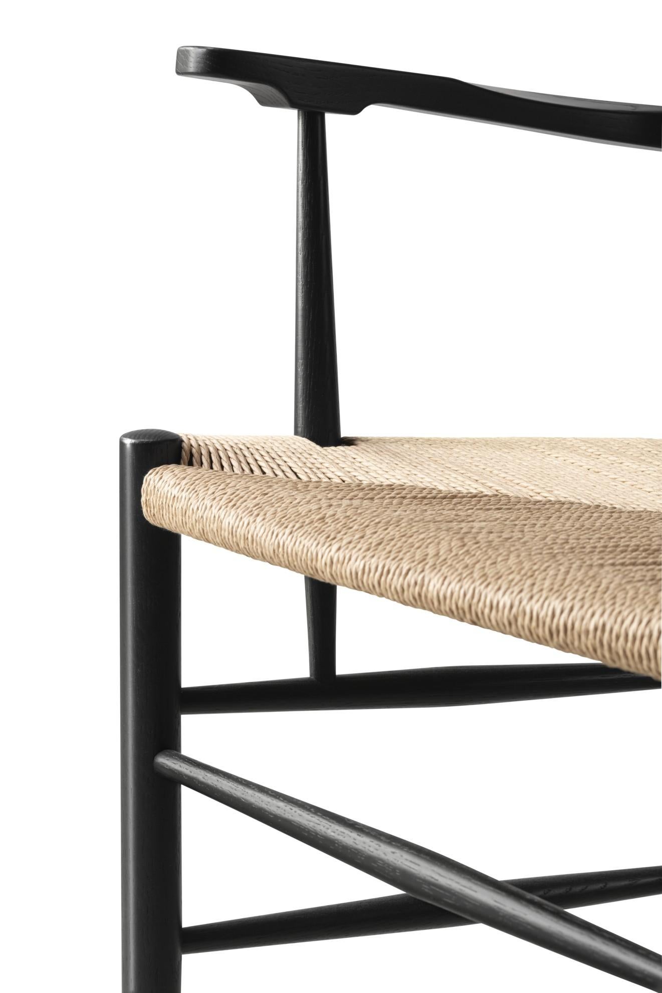 Pair of Klint Armchair in Black Lacquered Oak/Natural Paper Cord by Kaare Klint In New Condition For Sale In Dubai, AE