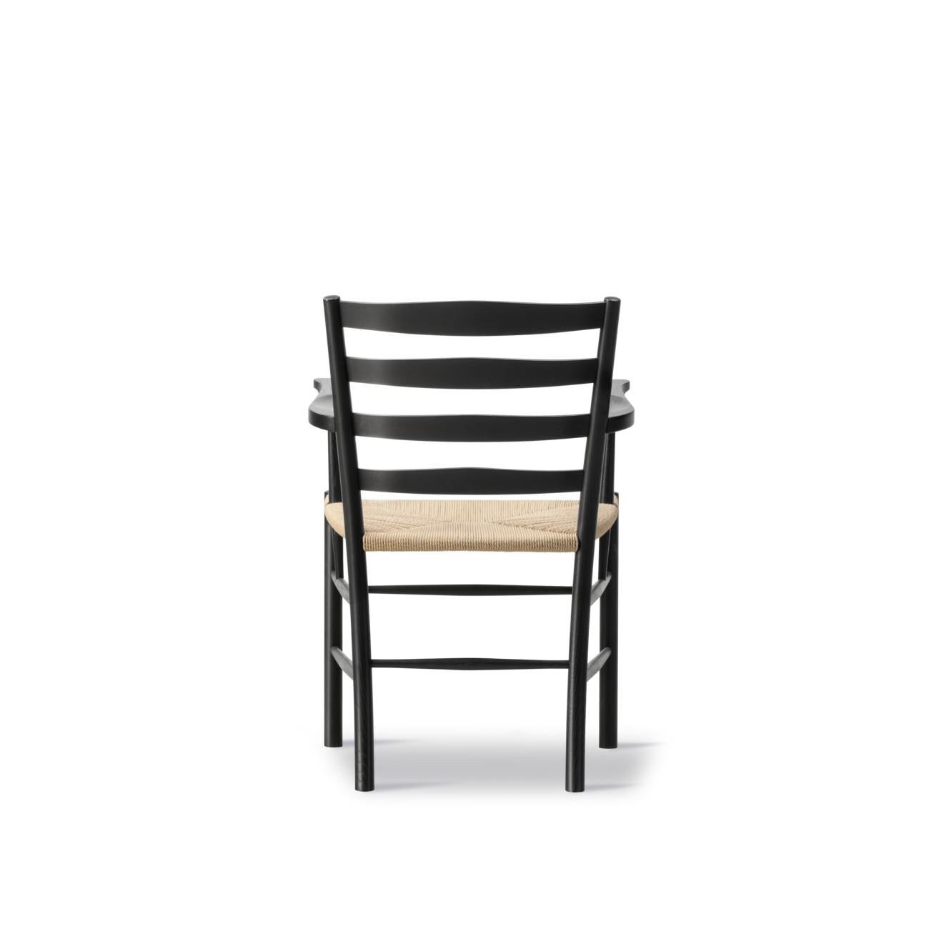Papercord Pair of Klint Armchair in Black Lacquered Oak/Natural Paper Cord by Kaare Klint For Sale