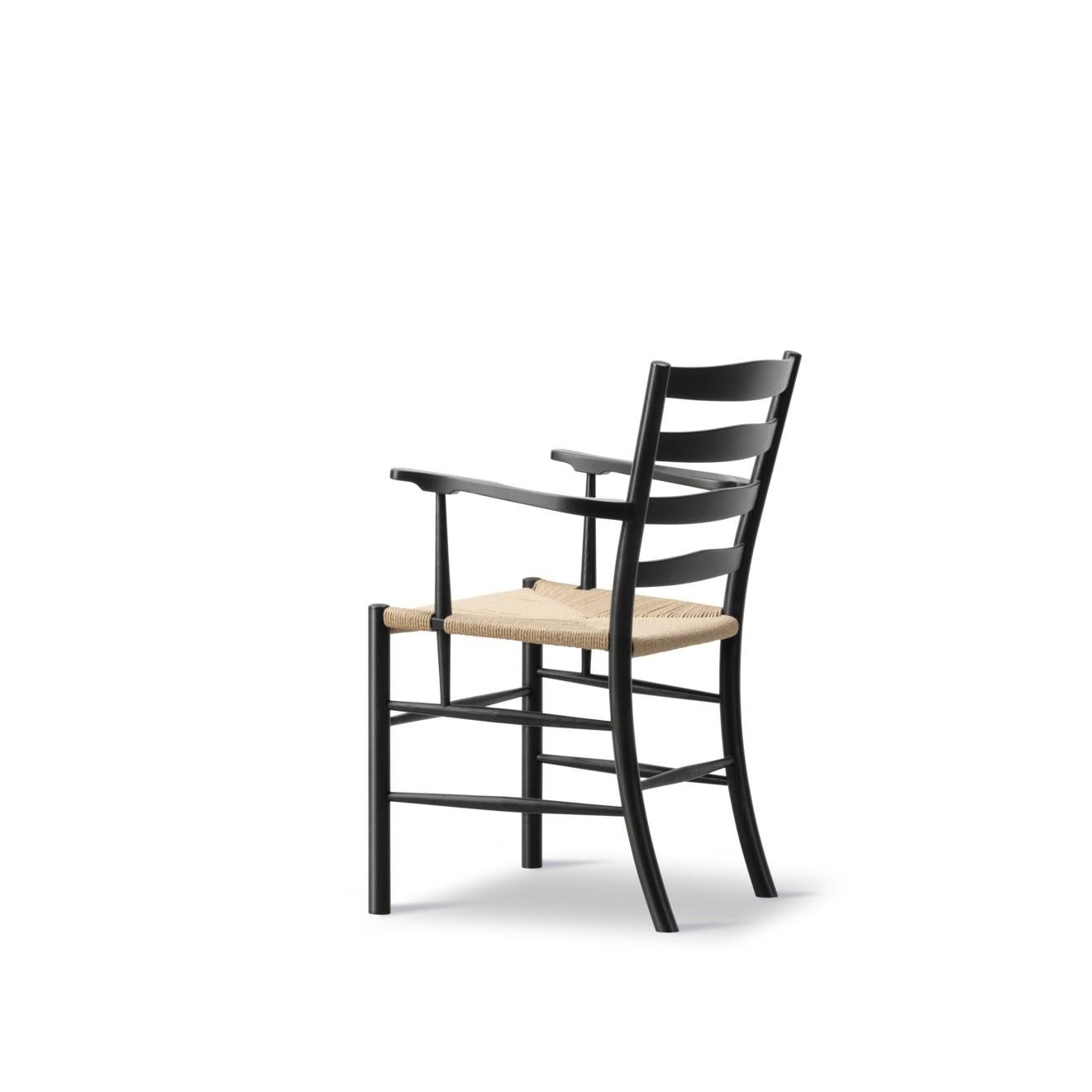 Pair of Klint Armchair in Black Lacquered Oak/Natural Paper Cord by Kaare Klint For Sale 1