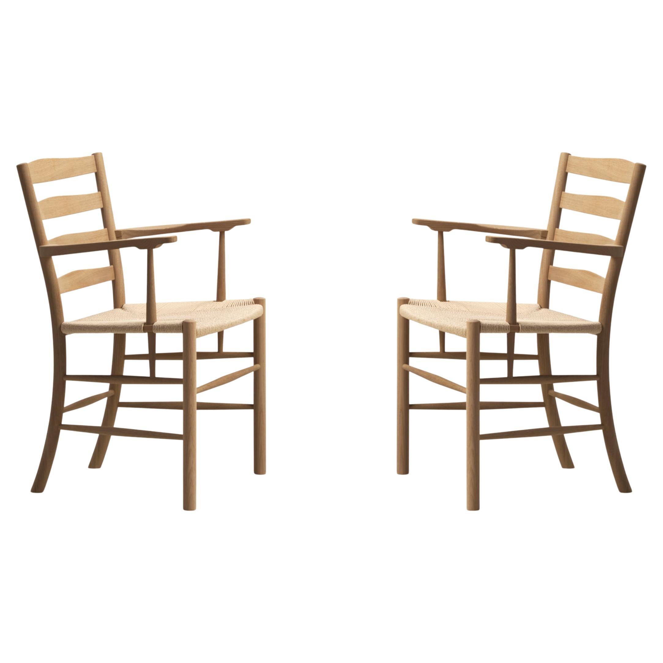 Pair of Klint Armchairs-Oiled Oak/Natural Paper Cord-Kaare Klint for Fredericia For Sale