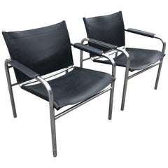 Vintage Pair of "Klinte" Leather Easy Chairs by Tord Björklund, 1970s