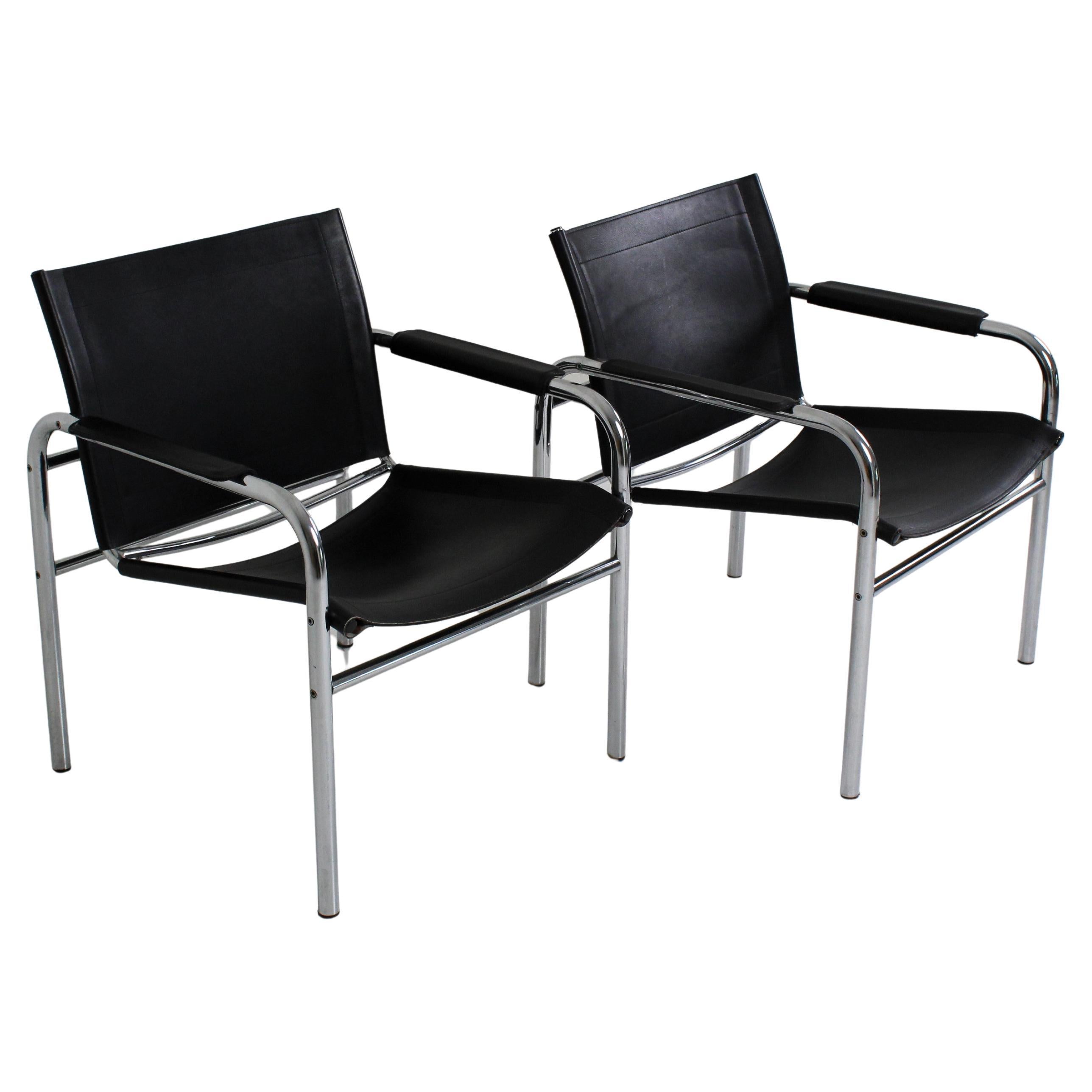 Pair of "Klinte" Leather Easy Chairs by Tord Björklund, 1980s