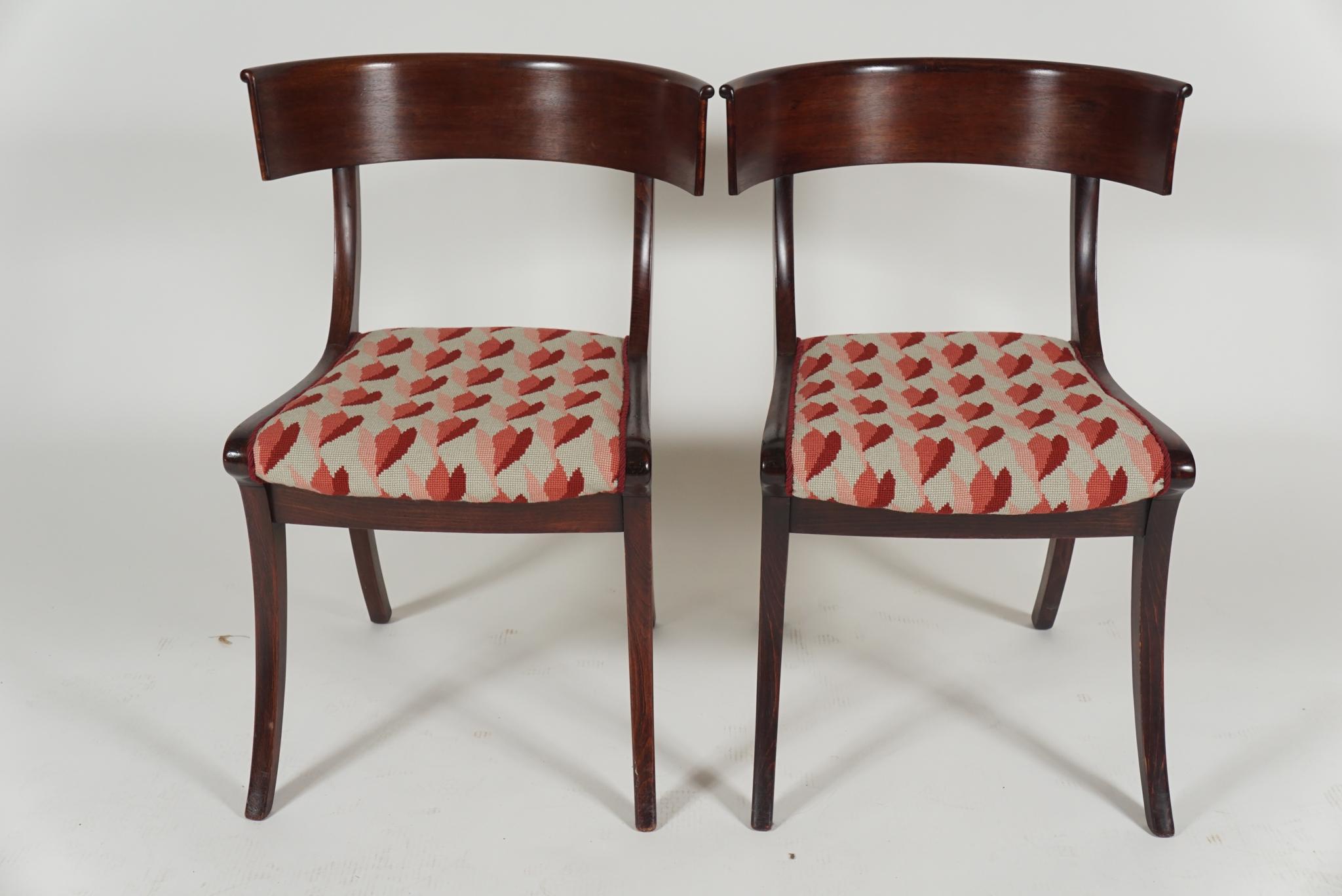 Regency Revival Pair of Klismos Chairs