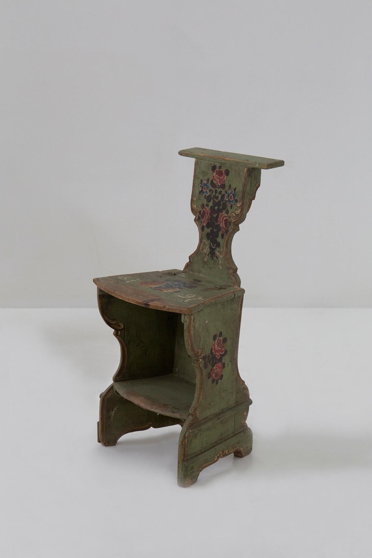 Baroque Revival Pair of kneeler chairs in polychrome wood, probably Tirol For Sale