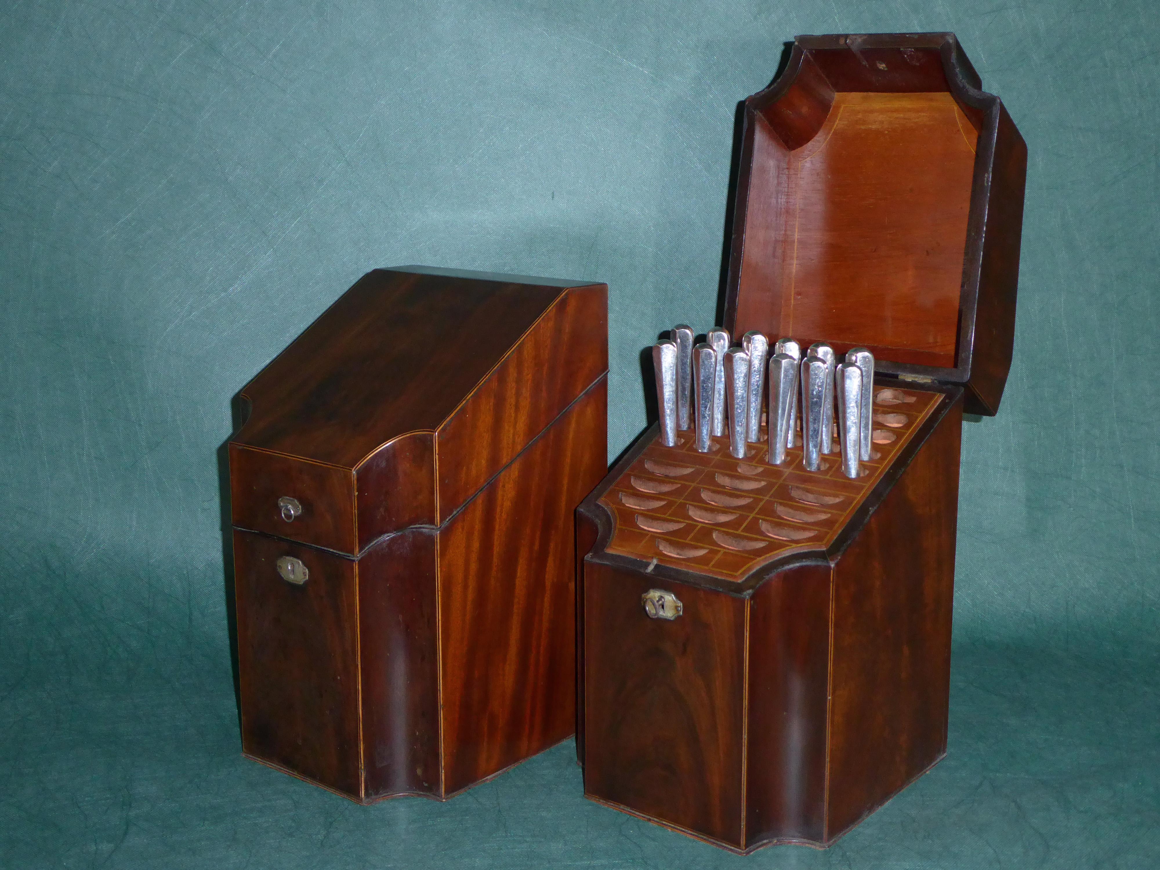 18th Century and Earlier Pair of Knife Boxes /Cutlery Cases