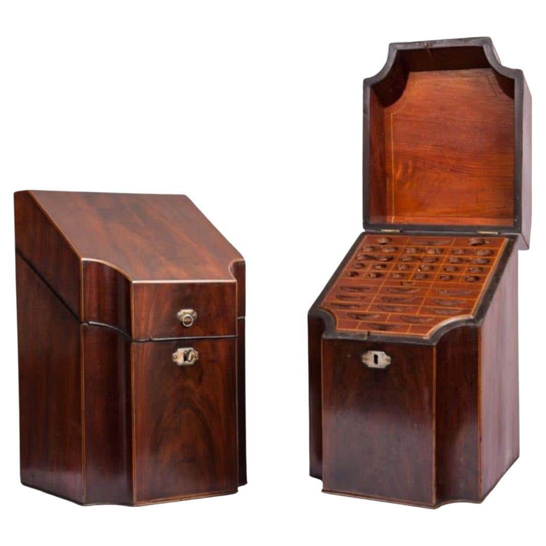 Knipe Boxes Pair of Knife Boxes /Cutlery Cases For Sale at 1stDibs