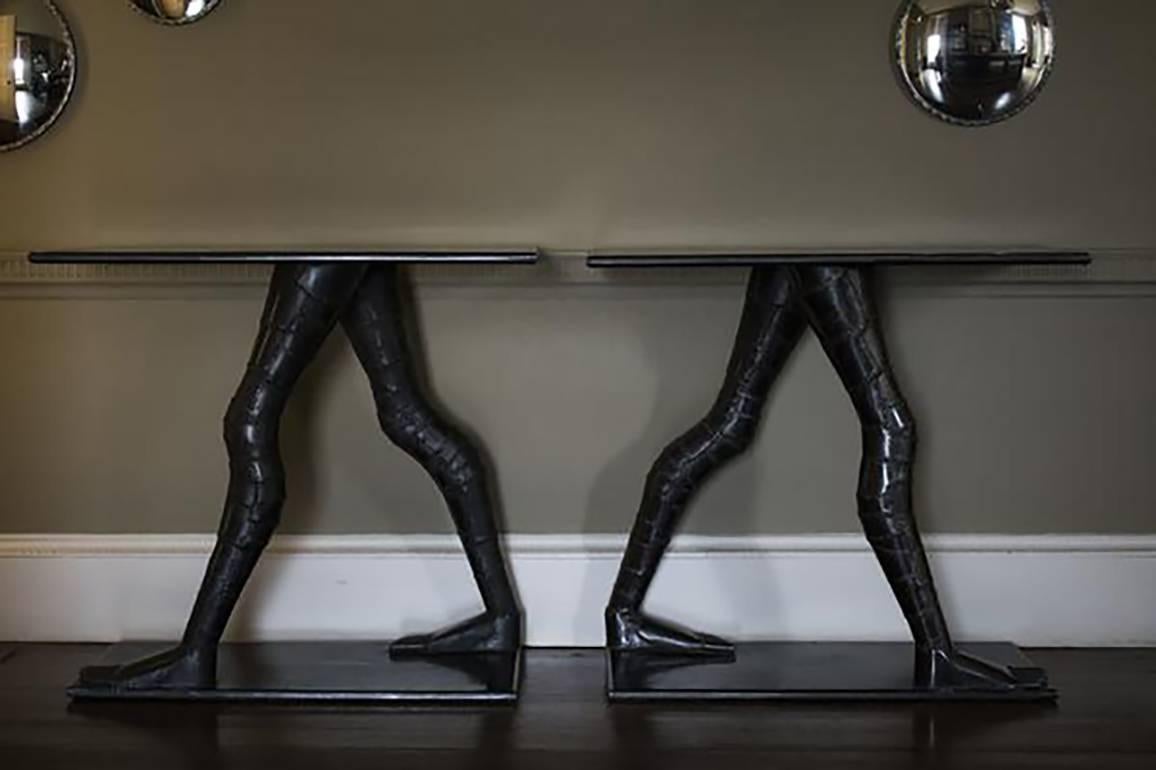 Welded Pair of Knights Tables For Sale