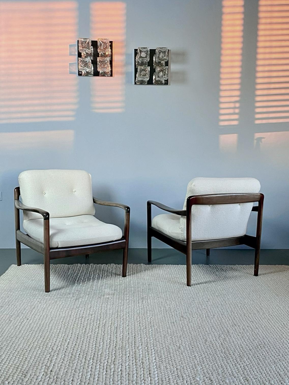 Knoll Midcentury Shearling Fabric Lounge Chairs, 1960er Jahre, Deutschland (Patiniert) im Angebot