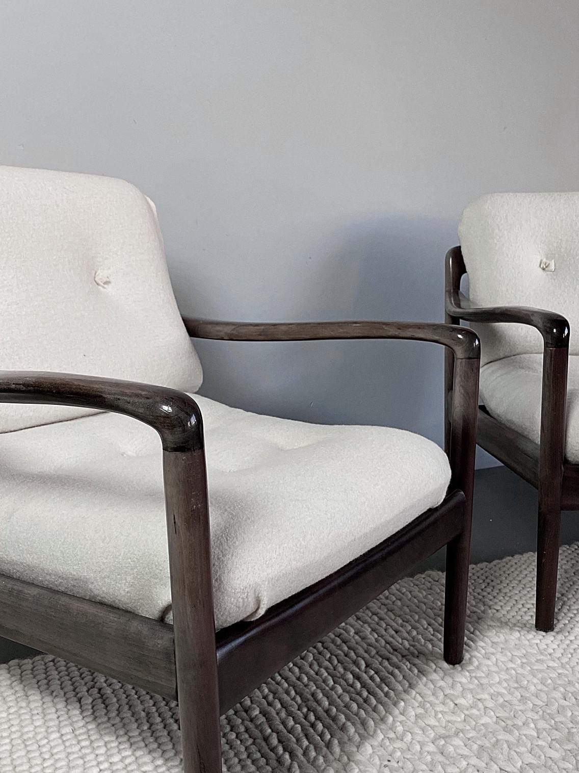 20th Century Knoll Midcentury Shearling Fabric Lounge Chairs, 1960s, Germany For Sale