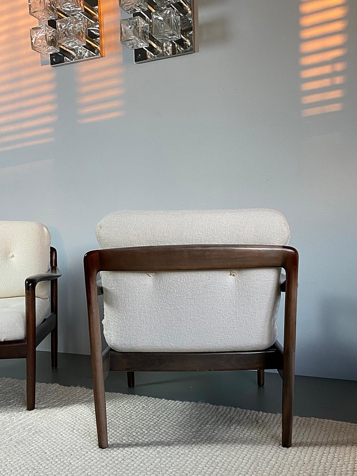 Knoll Midcentury Shearling Fabric Lounge Chairs, 1960s, Germany For Sale 2