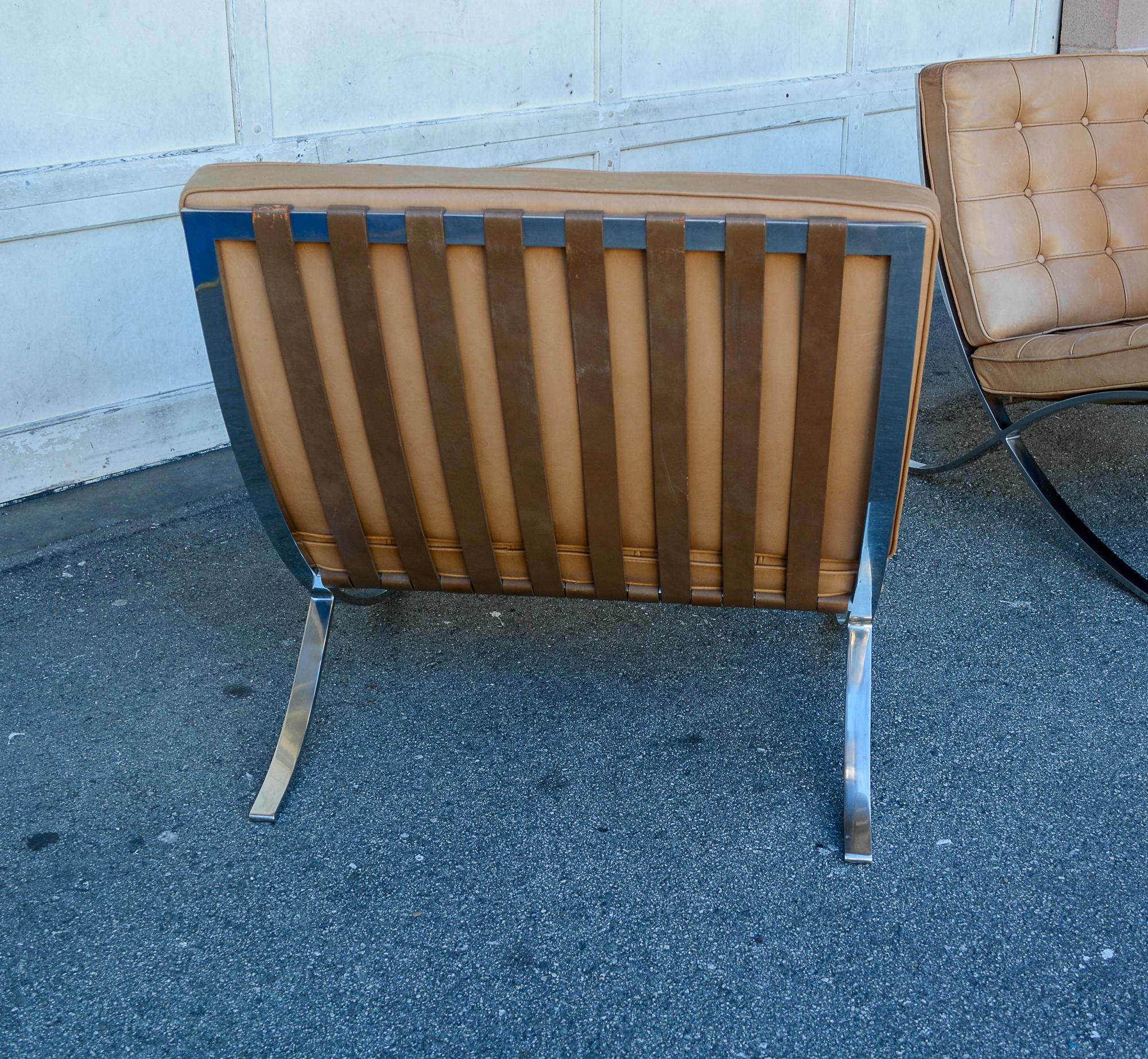 Pair of Knoll Barcelona Chairs by Mies Van Der Rohe For Sale 3