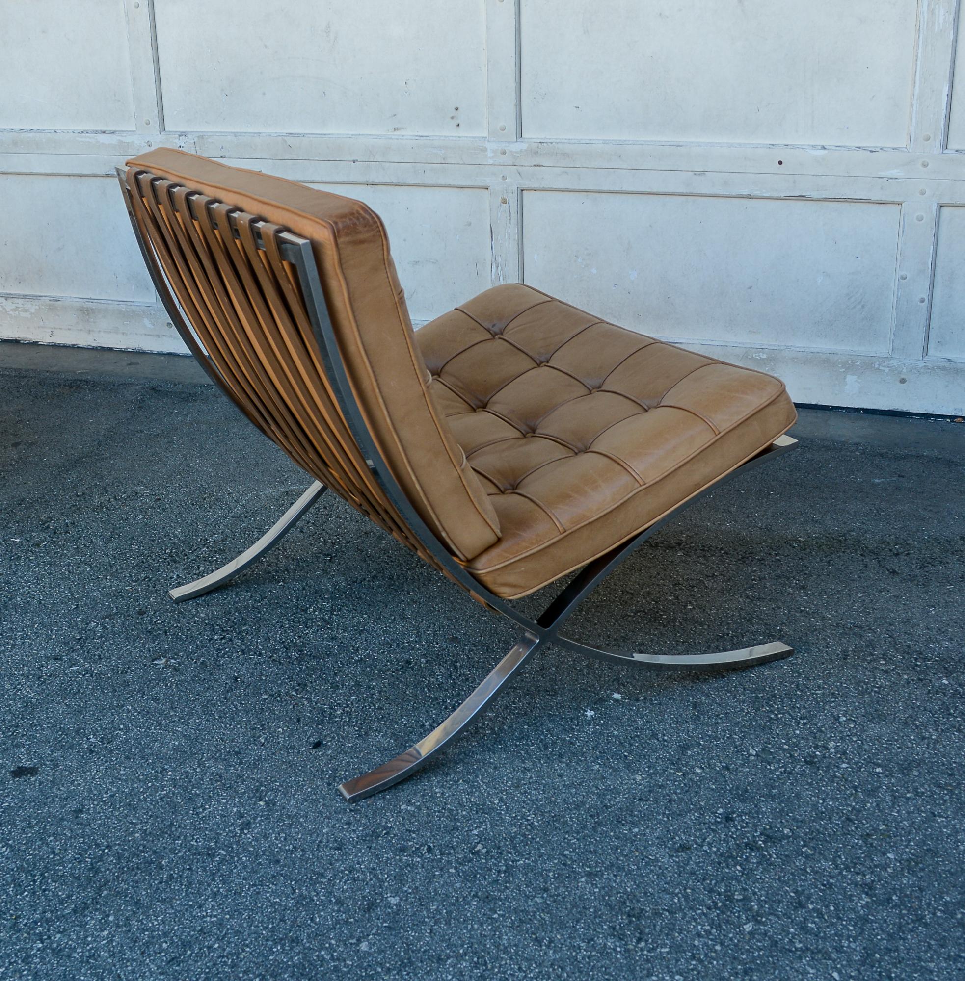 Pair of Knoll Barcelona Chairs by Mies Van Der Rohe For Sale 6