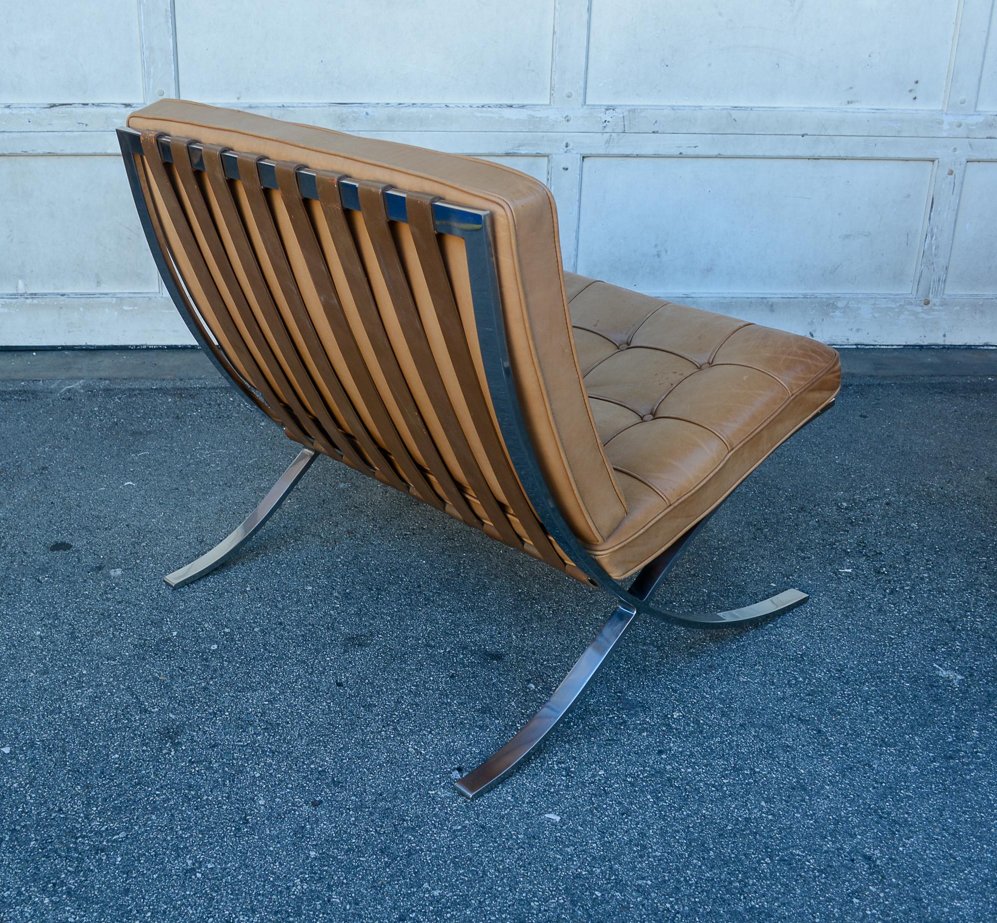 Pair of Knoll Barcelona Chairs by Mies Van Der Rohe For Sale 2