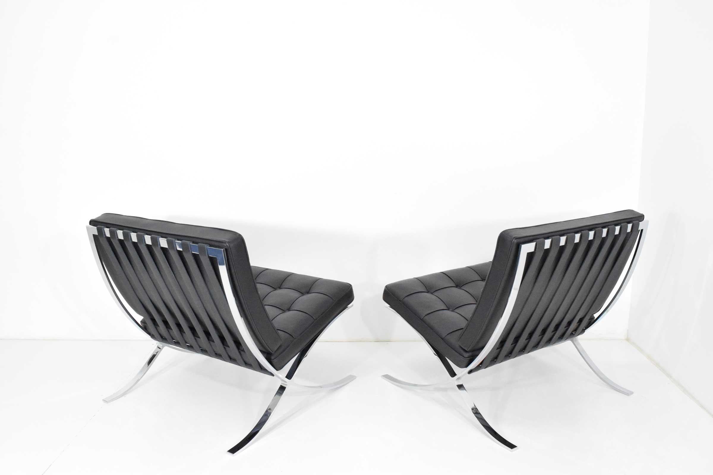 Metal Pair of Knoll Barcelona Chairs