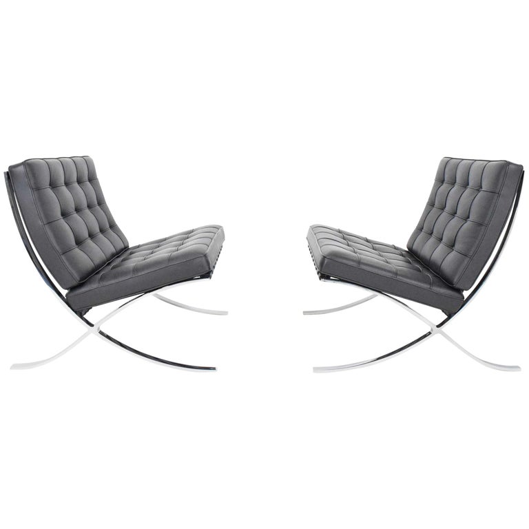 Pair of Knoll Barcelona Chairs at 1stDibs