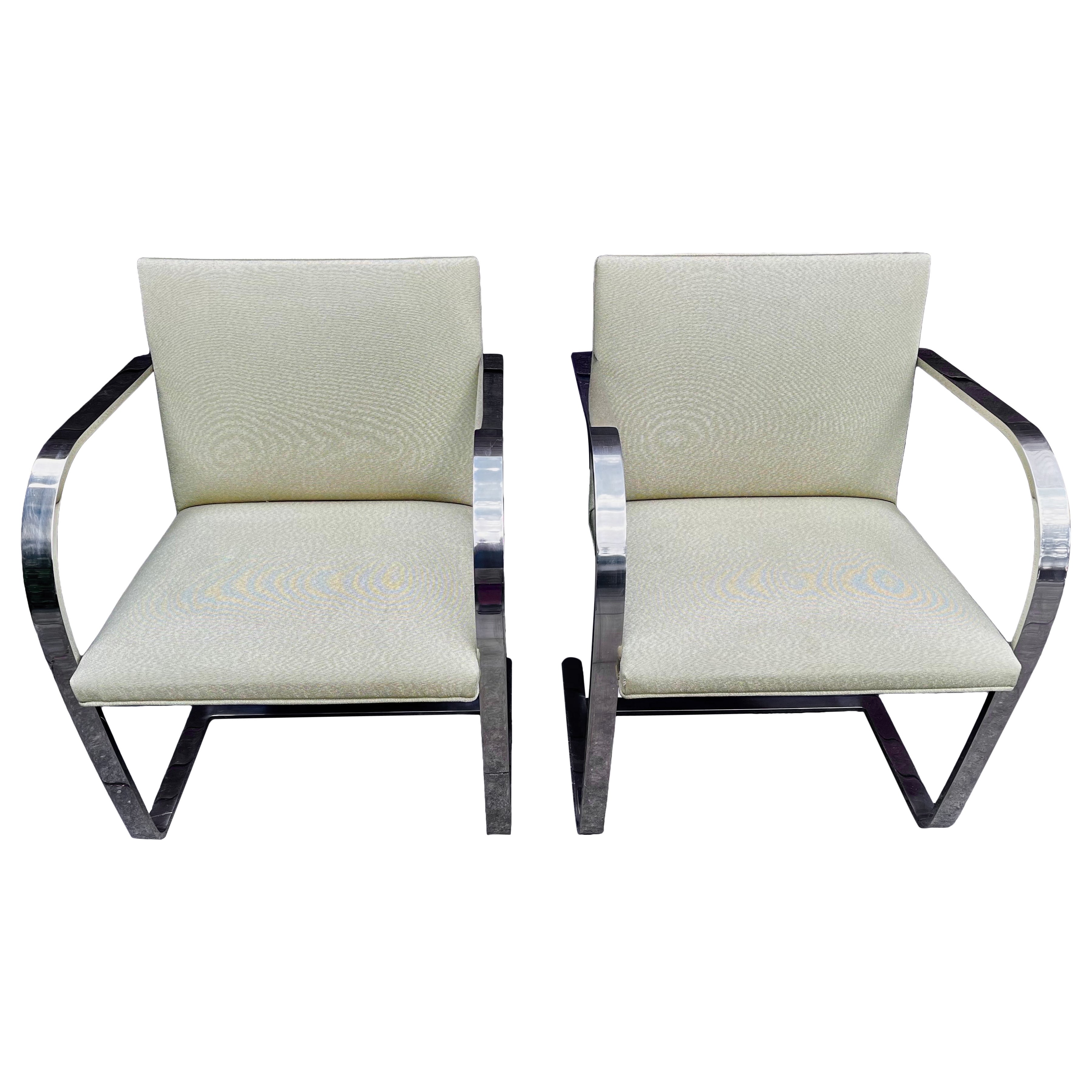 Paire de chaises de bar plates Knoll Brno par Mies van der Rohe en vente