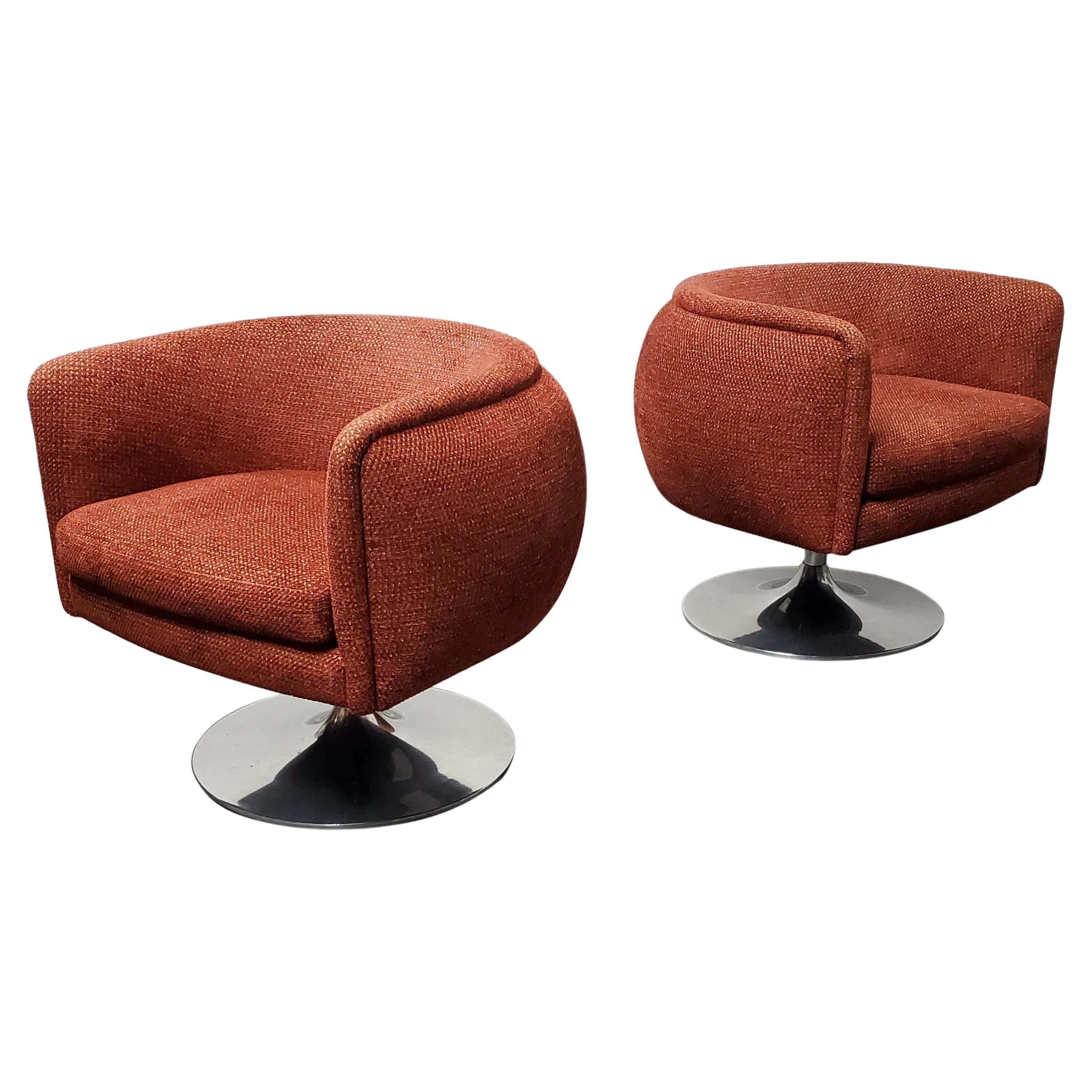 Pair of Knoll D'urso Swivel Lounge Chairs 