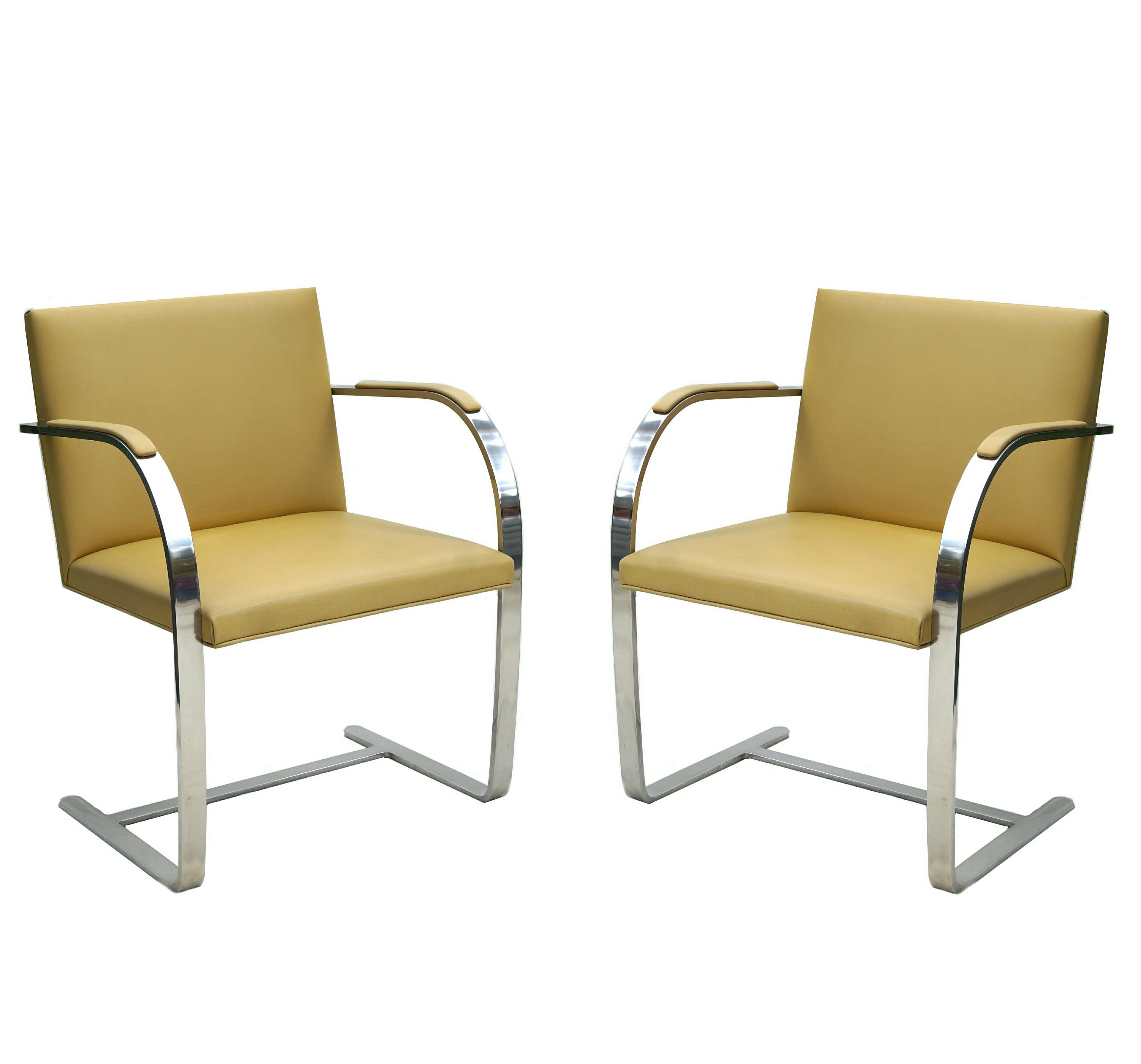 American Pair of Knoll International Ludwig Mies van der Rohe Brno Leather Lounge Chairs For Sale