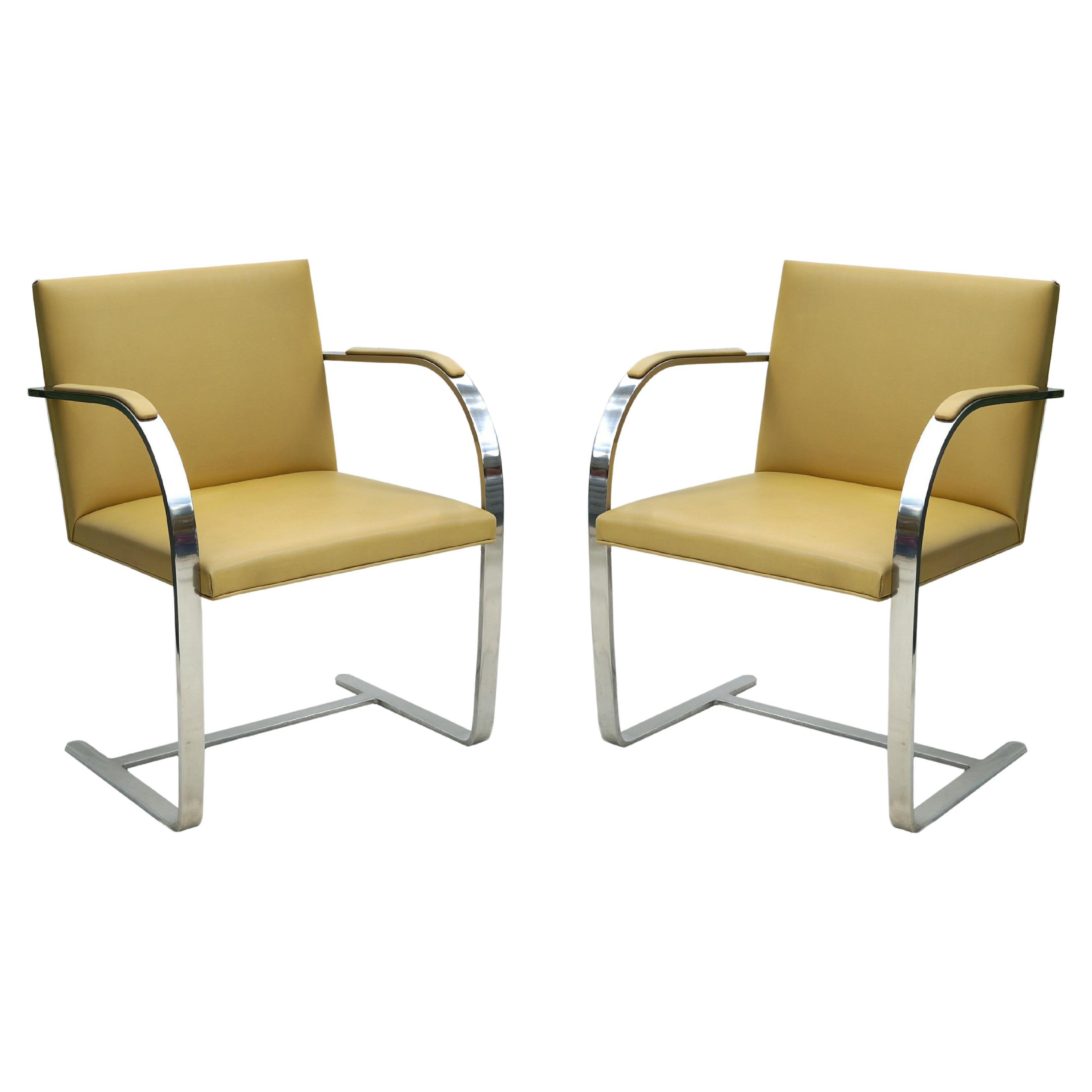 Pair of Knoll International Ludwig Mies van der Rohe Brno Leather Lounge Chairs