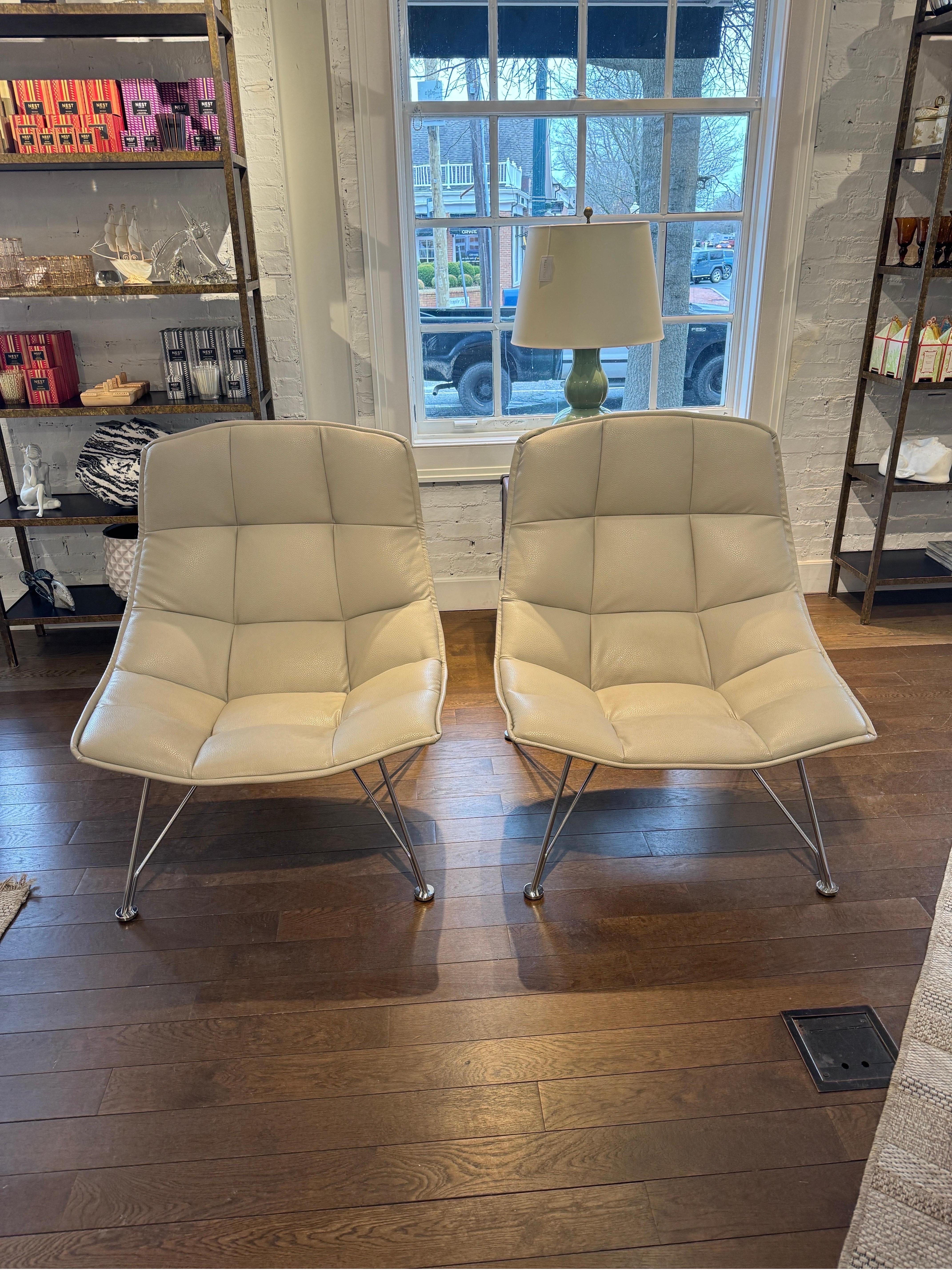 Pair of Knoll-Jehs and Laub Grey Leather Chairs 1
