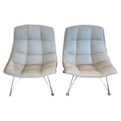 Pair of Knoll-Jehs and Laub Grey Leather Chairs