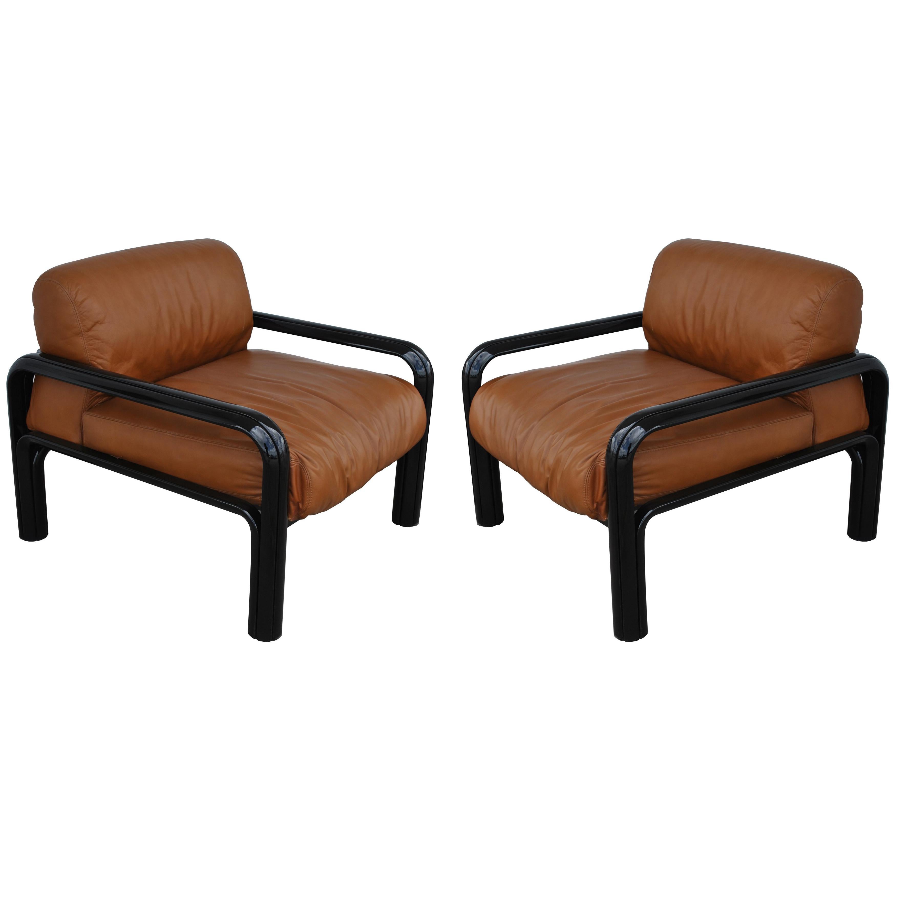 Pair of Knoll Midcentury Gae Aulenti Lounge Chairs